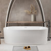 59-inch freestanding acrylic soaker bathtub in glossy white, full front view