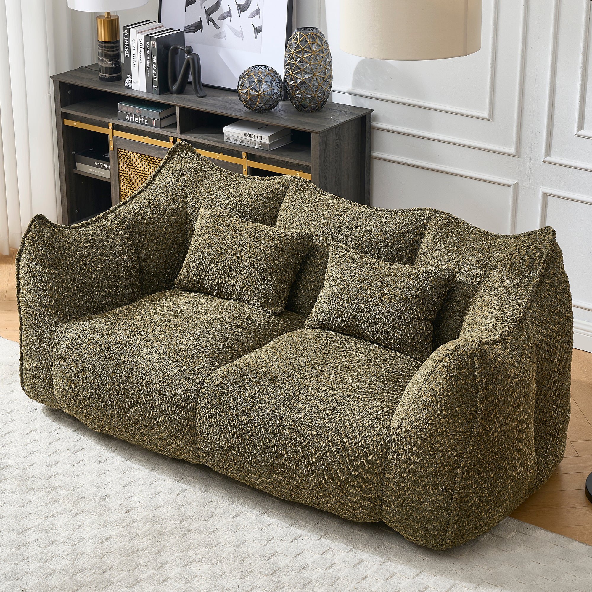 Square beanbag recliner sofa foam core seating, side view