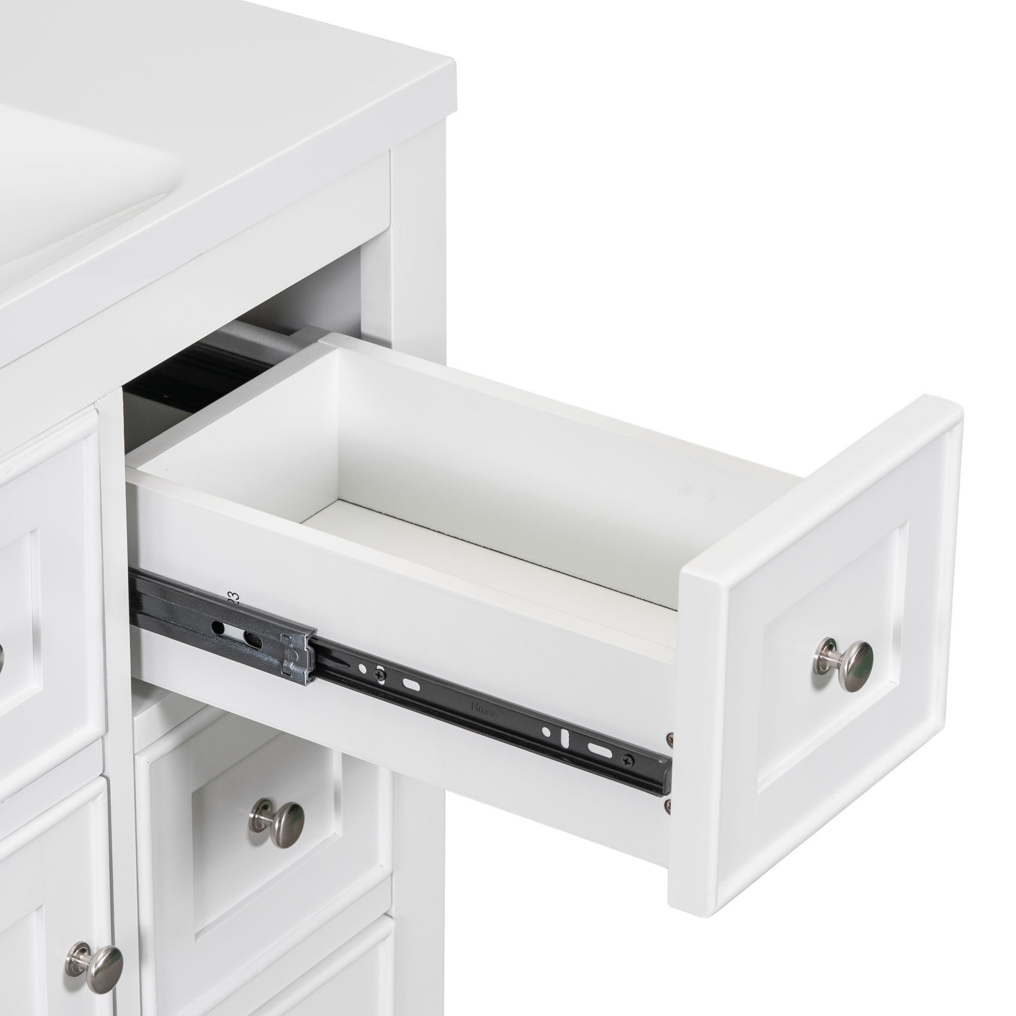 36" Bathroom Vanity with Sink Combo, One Cabinet and Six Drawers, Solid Wood and MDF Board, White