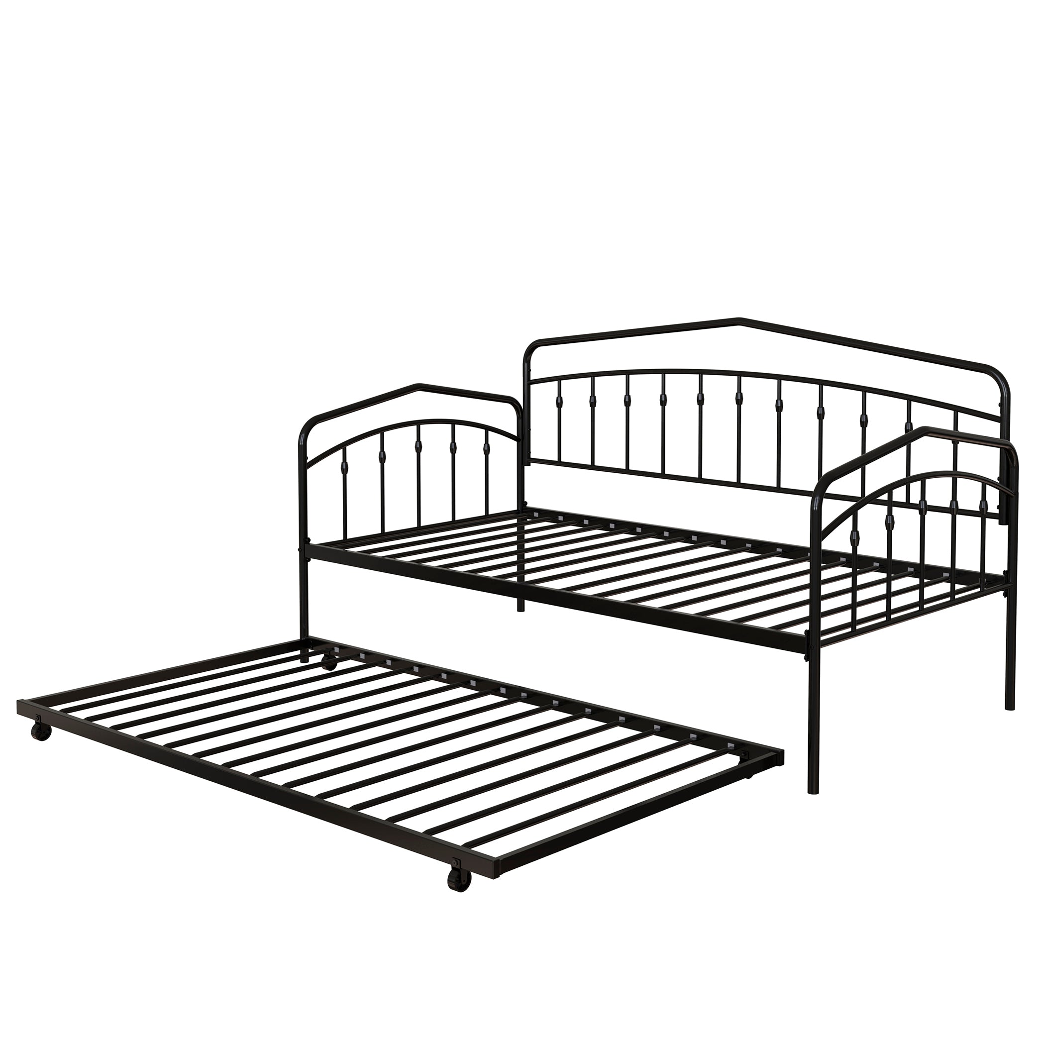 Fox twin daybed with twin trundle, Black