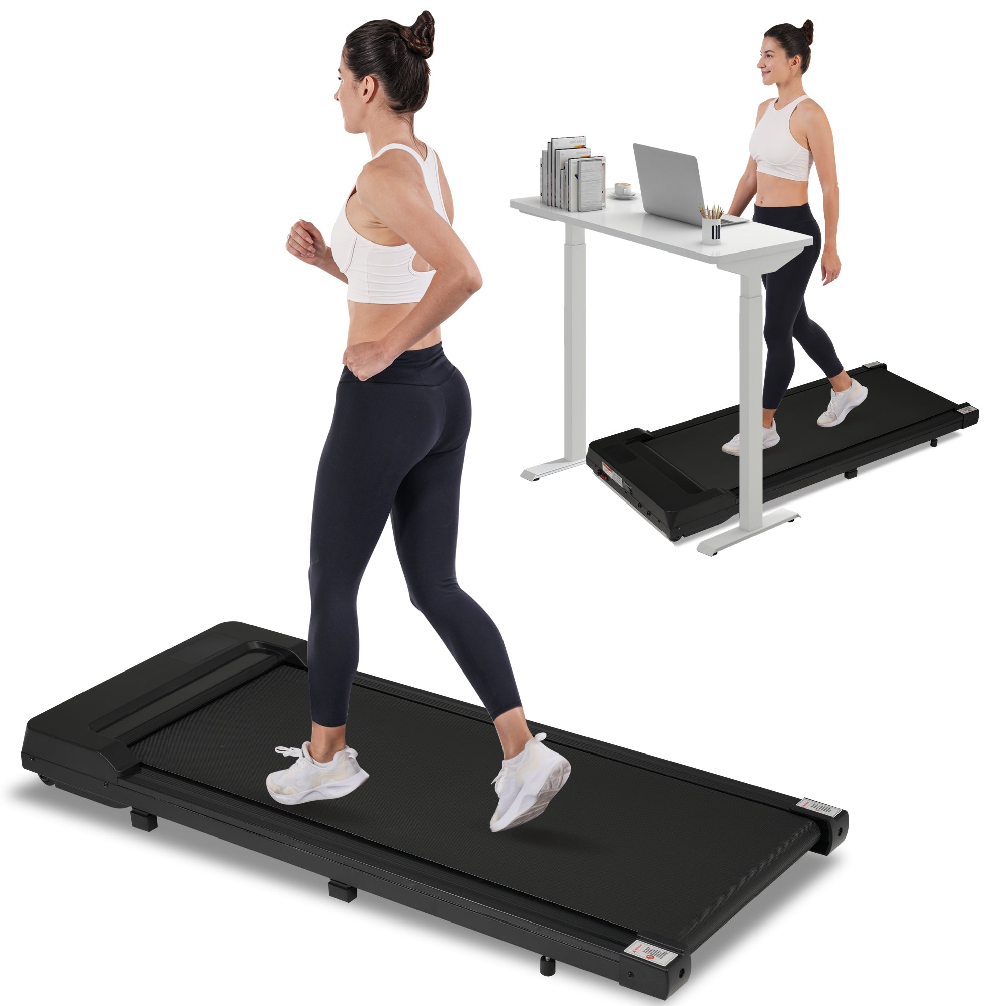 Walking Pad Under Desk Treadmill for Home Office -2.5HP Walking Treadmill 0.6-4MPH 300LBS Capacity Treadmill for Walking Running Remote Control Batteries