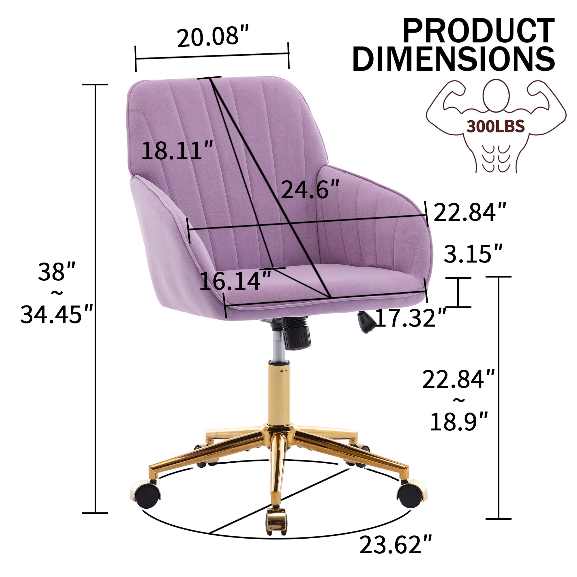 TY Adjustable Office Chair, Home Bedroom, Ergonomic Swivel Chair, Backrest Seat, Comfortable for Long Sitting