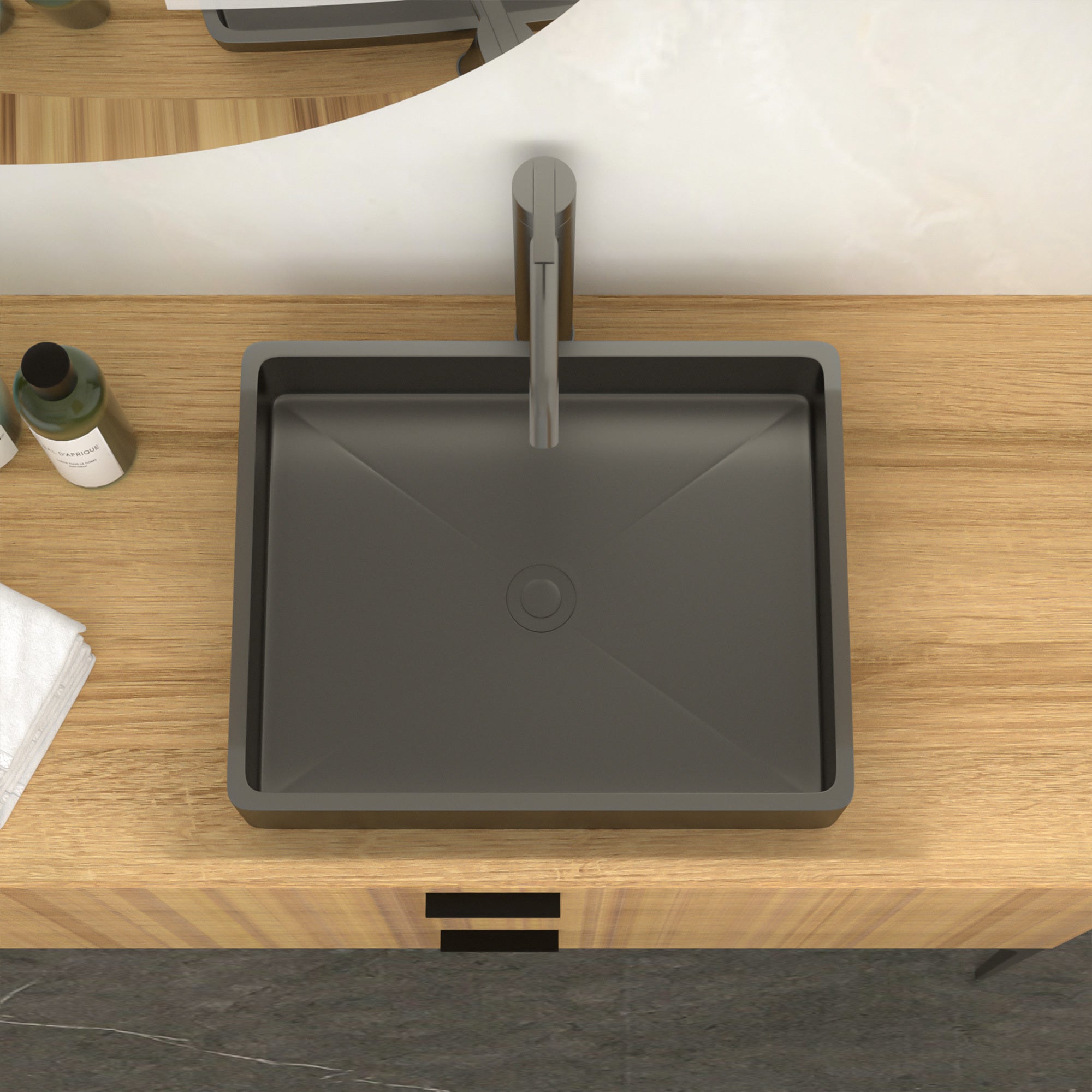 19"x15" Gunmetal Black Stainless Steel Bathroom Sink with Pop Up Drain