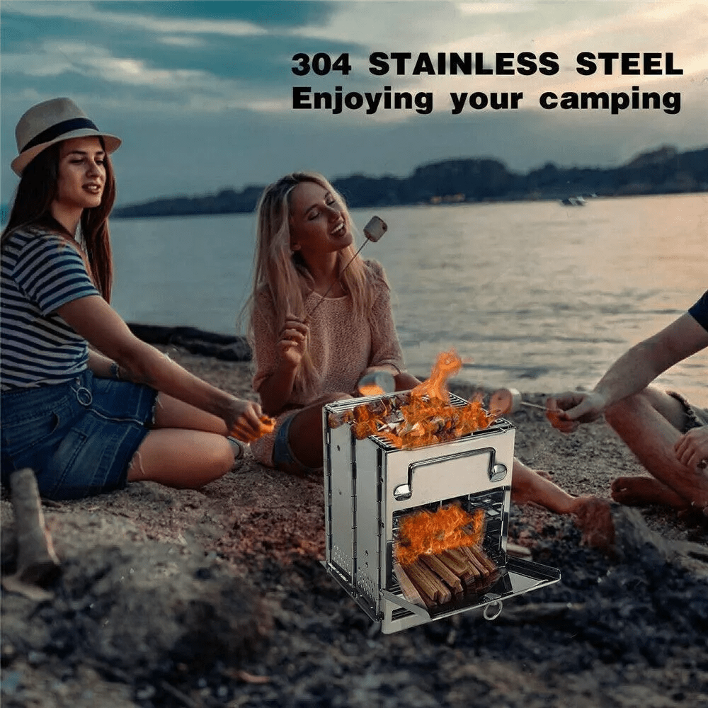 Camping Wood Alcohol Portable Stainless Steel Burning Stove Outdoor Picnic BBQ