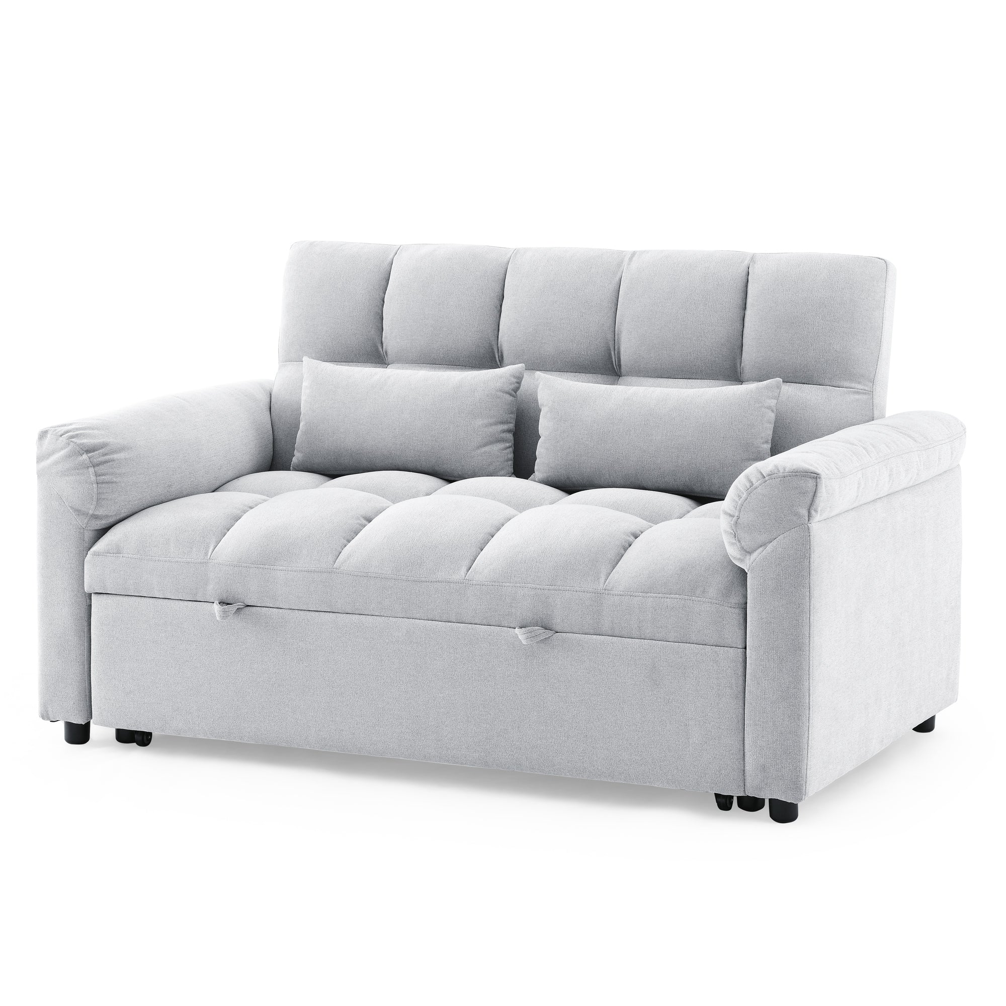 Loveseats Sofa Bed with Pull-out Bed,Adjsutable Back,Light Grey