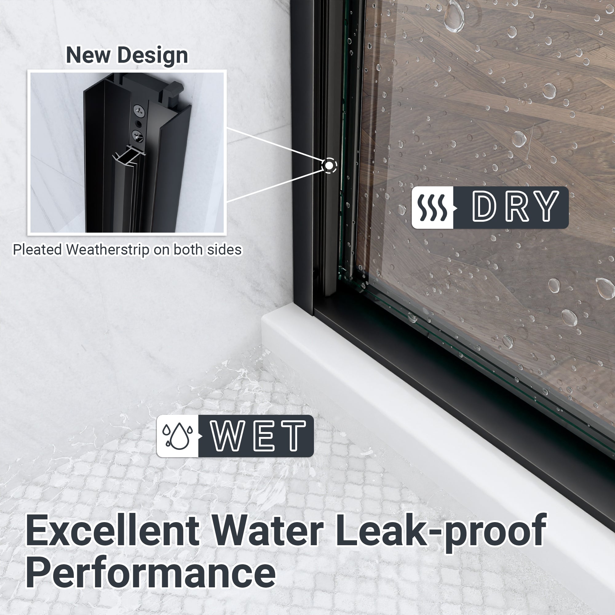 56-60 x 60 in Semi-Frameless Sliding Tub Door view 6