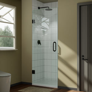 Frameless shower door 28x72 matte black front view