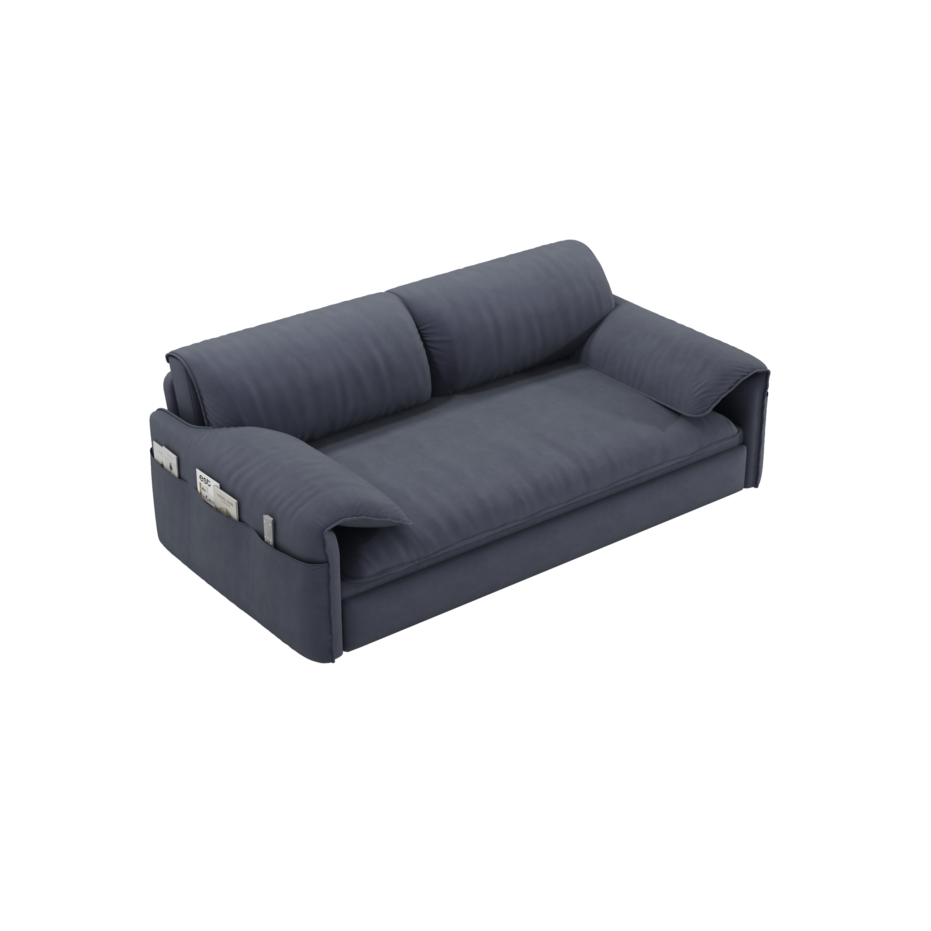 63.8" Queen Pull Out Sofa Bed, 3-in-1 Convertible Sleeper Sofa with Side Storage,Multi-Functional Velvet Loveseat Bed for Living Room,Bedroom,Apartment,Office,Grey(Old Sku:W1885122052/W1885P154639
)