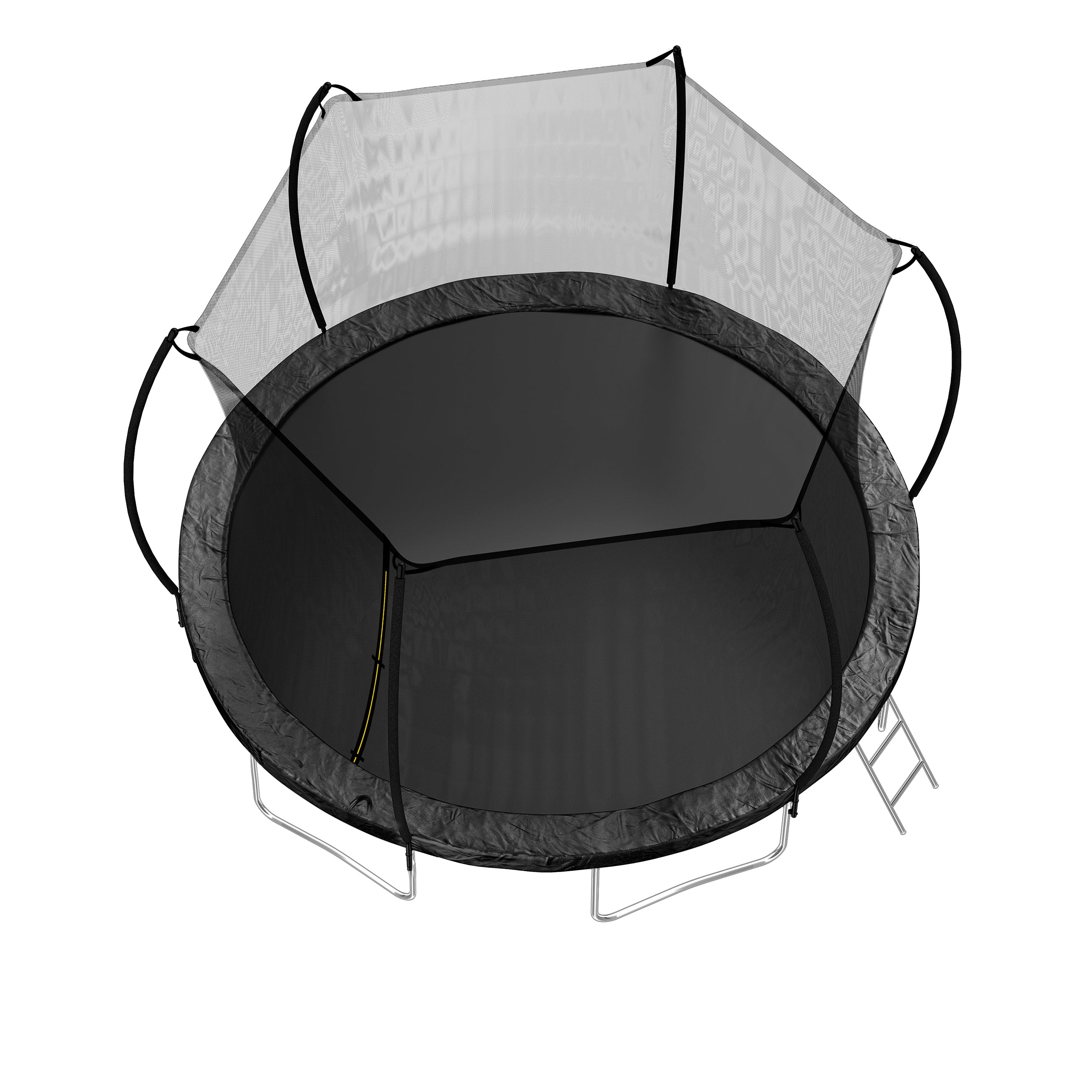 14FT Trampoline (Double-side color pad) ,  Trampoline for Kids and Adults with Enclosure Net and Ladder,Curved fence pole