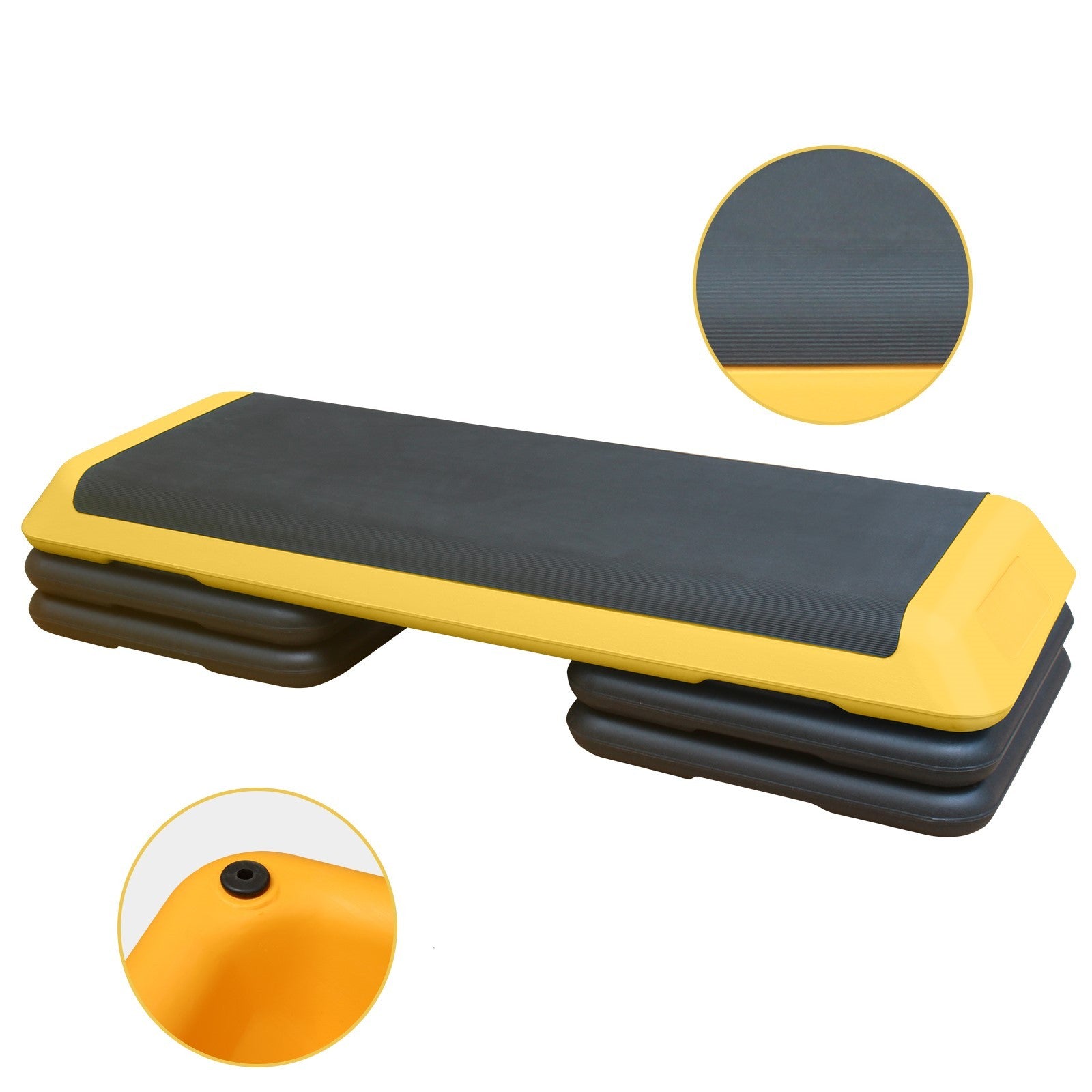 Adjustable Aerobic Step Workout Step with 4 Risers Fitness & Exercise Platform Trainer Yellow