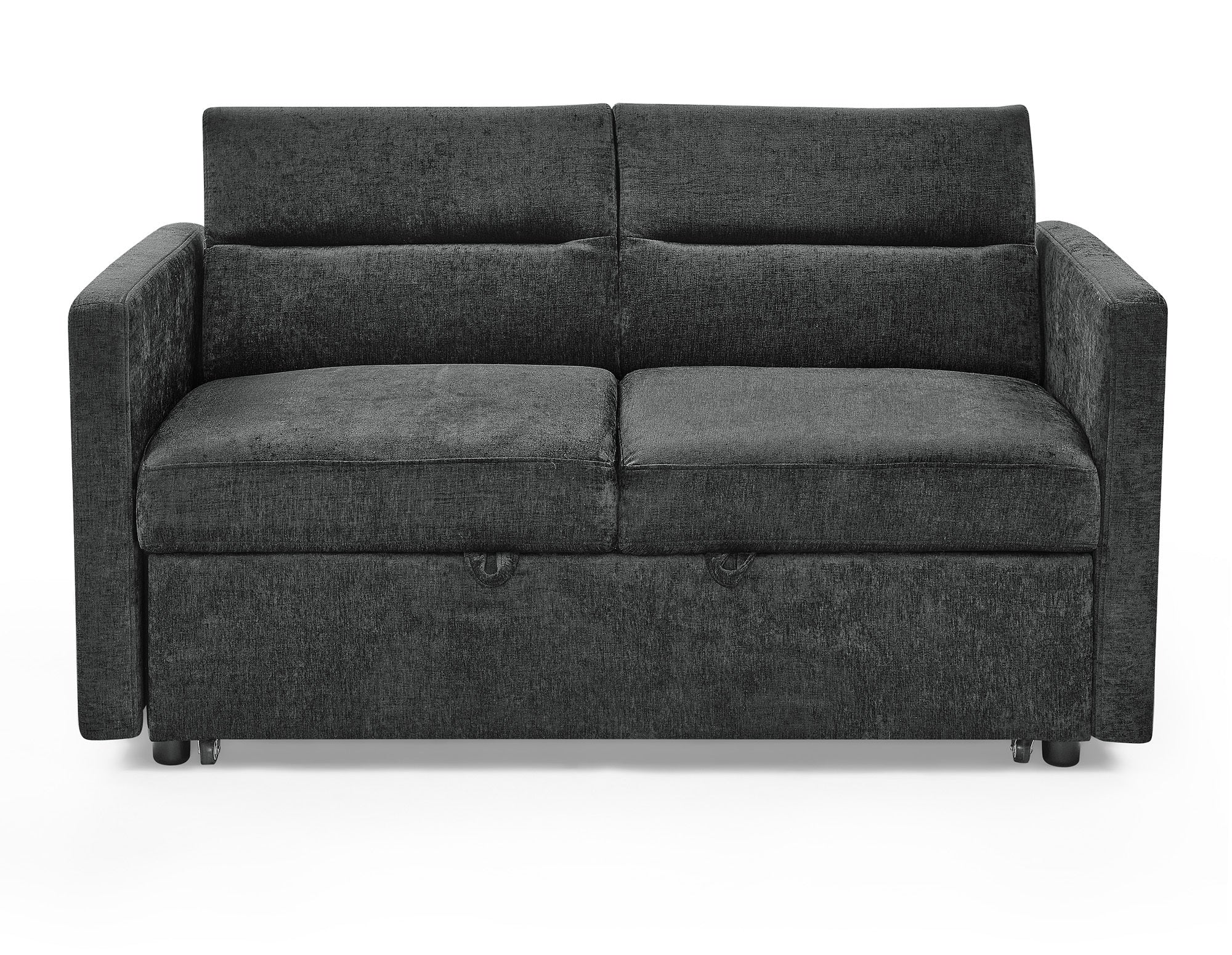 Loveseats Sofa Bed with Pull-out Bed,Adjsutable Back and Two Arm Pocket,Black (54.5"x33"x31.5")