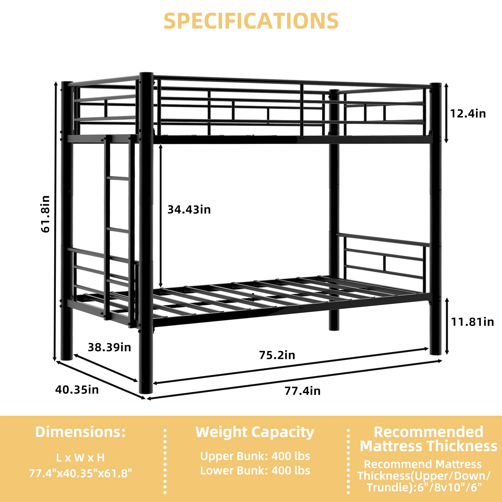 Twin Over Twin Convertible Metal Bunk Bed — supplier product image 13