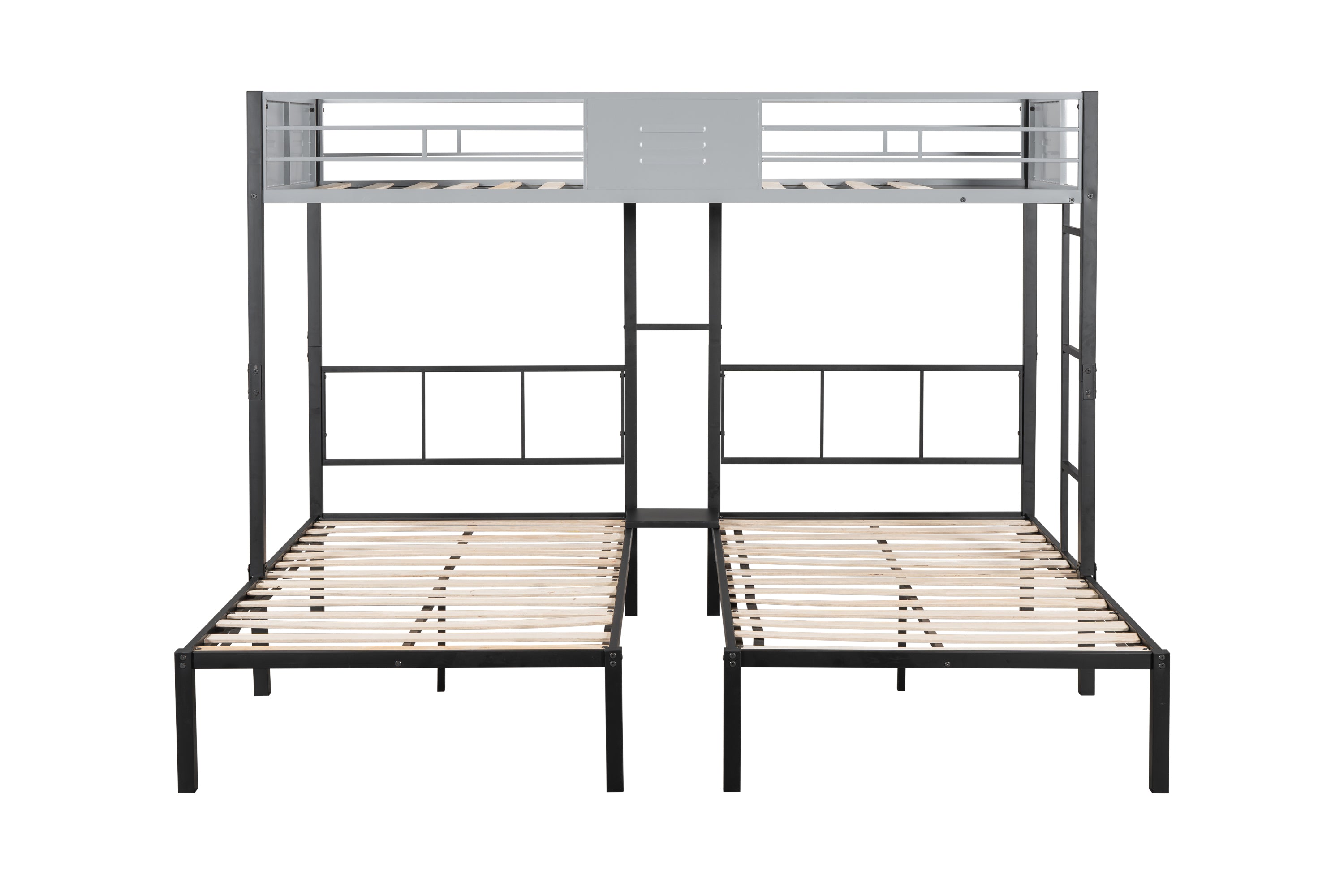 Triple Bunk Bed with Vent Board/ Sturdy Metal Frame/ Noise-Free Wood Slats/ Separatable into three beds/ No Box Spring Needed