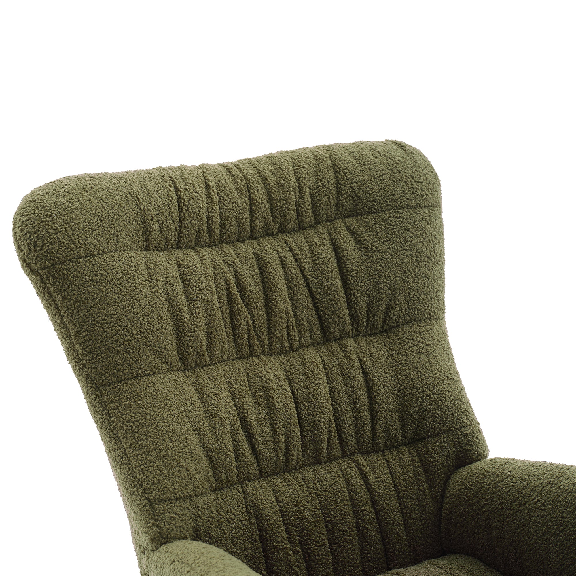 Nursery Rocking Chair, Teddy Upholstered Glider Rocker, Rocking Accent Chair with High Backrest, Comfy Rocking Accent Armchair for Living Room, Bedroom, Offices, DARK GREEN