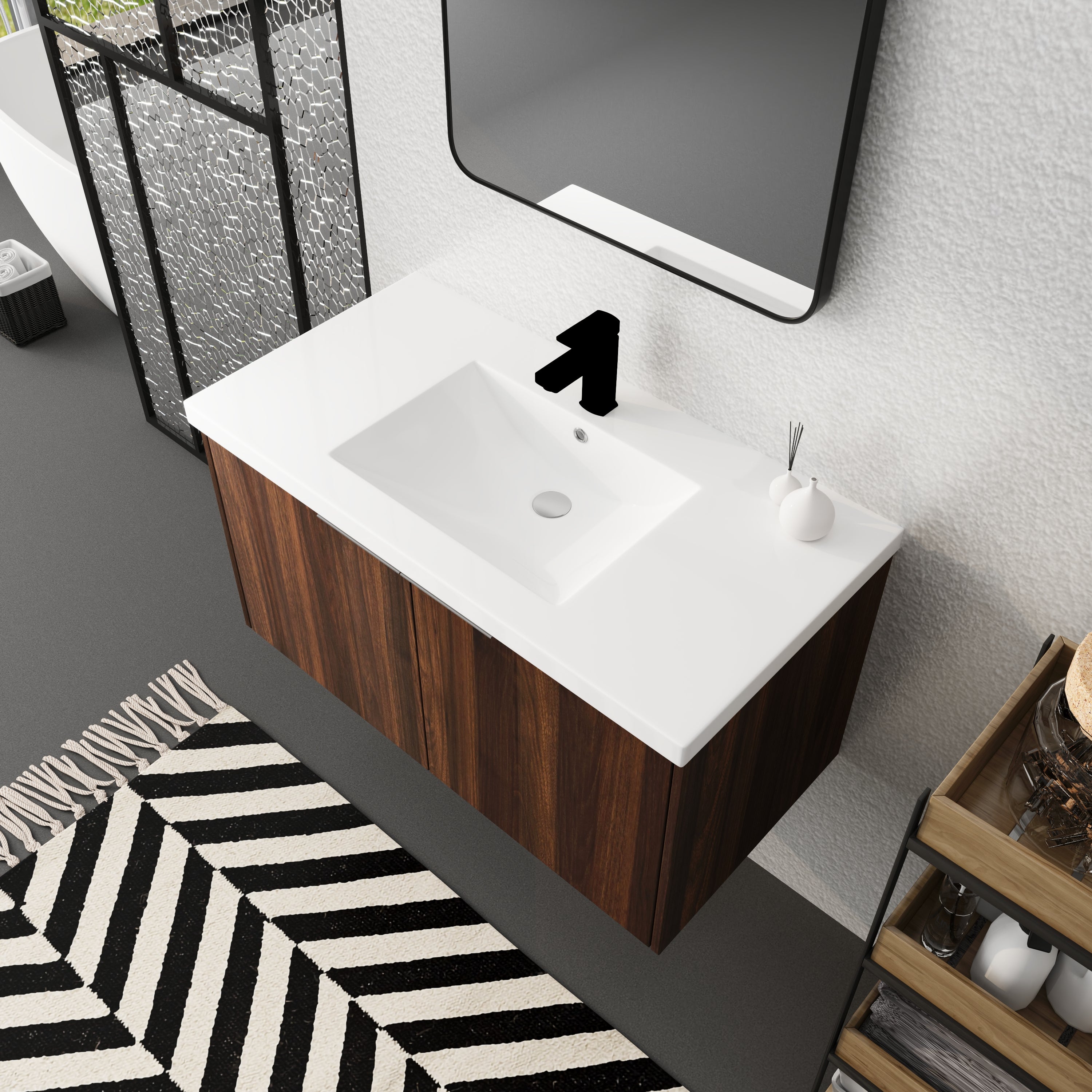 Modern Design 36 Inch Float Mounting Bathroom Vanity With Sink Soft Close Door,2 Doors-00636CAW(KD-Packing)