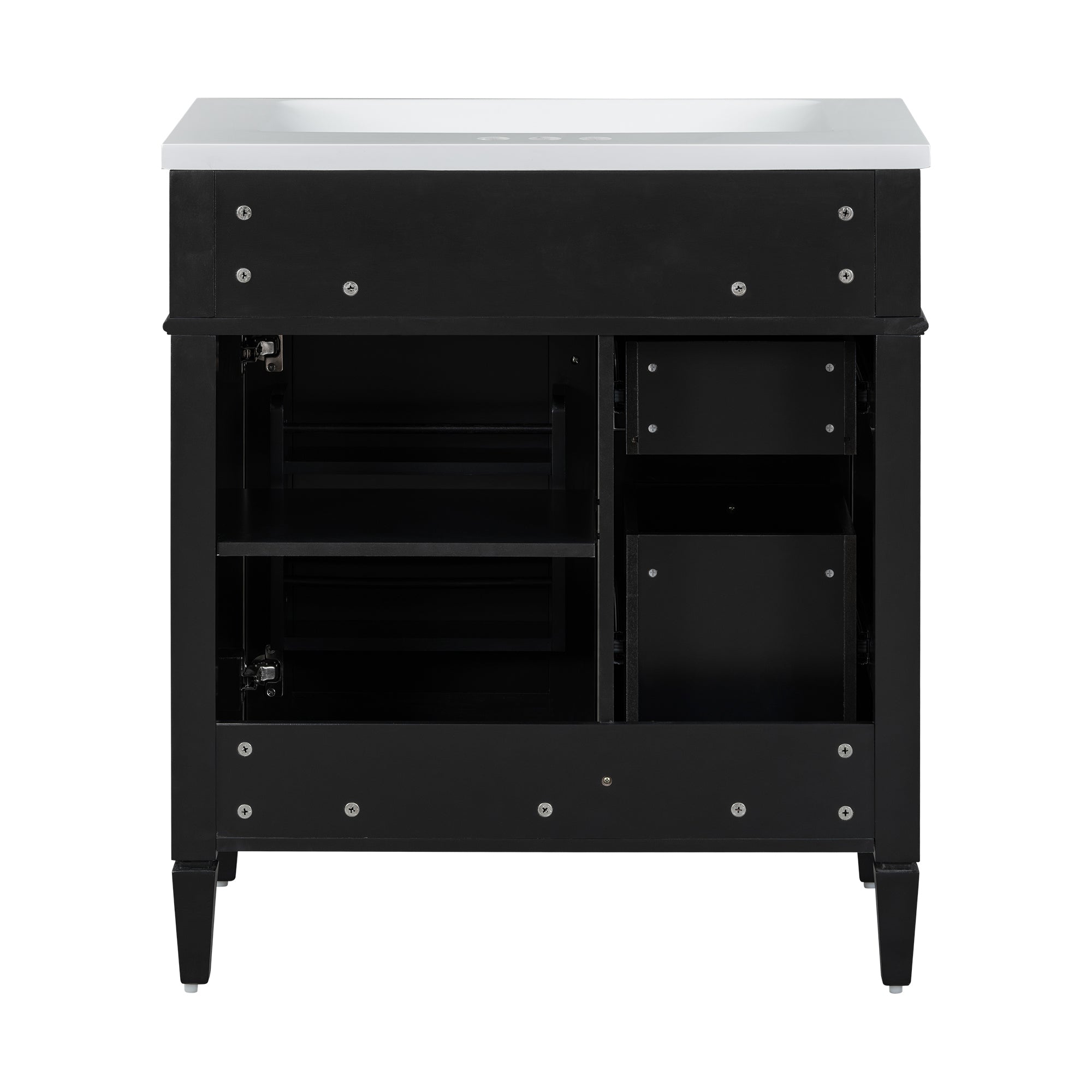 30'' Bathroom Vanity with Top Sink, Modern Bathroom Storage Cabinet with 2 Drawers and a Tip-out Drawer, Single Sink Bathroom Vanity