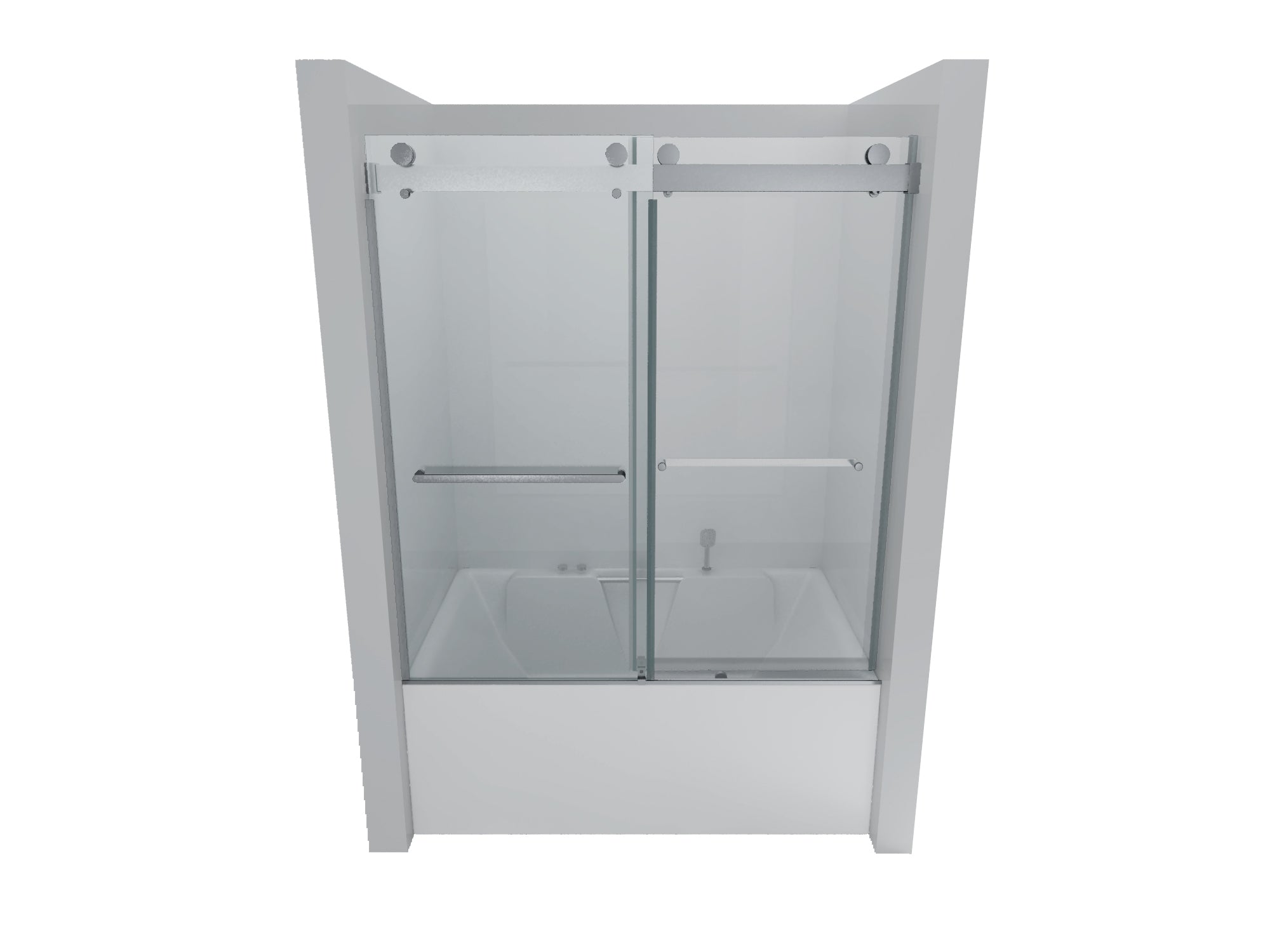 56-60"W x 62"H Frameless Double Sliding Tub Door, Bypass Tub Shower Door Soft Closing, Chrome 24D02-T60CHX