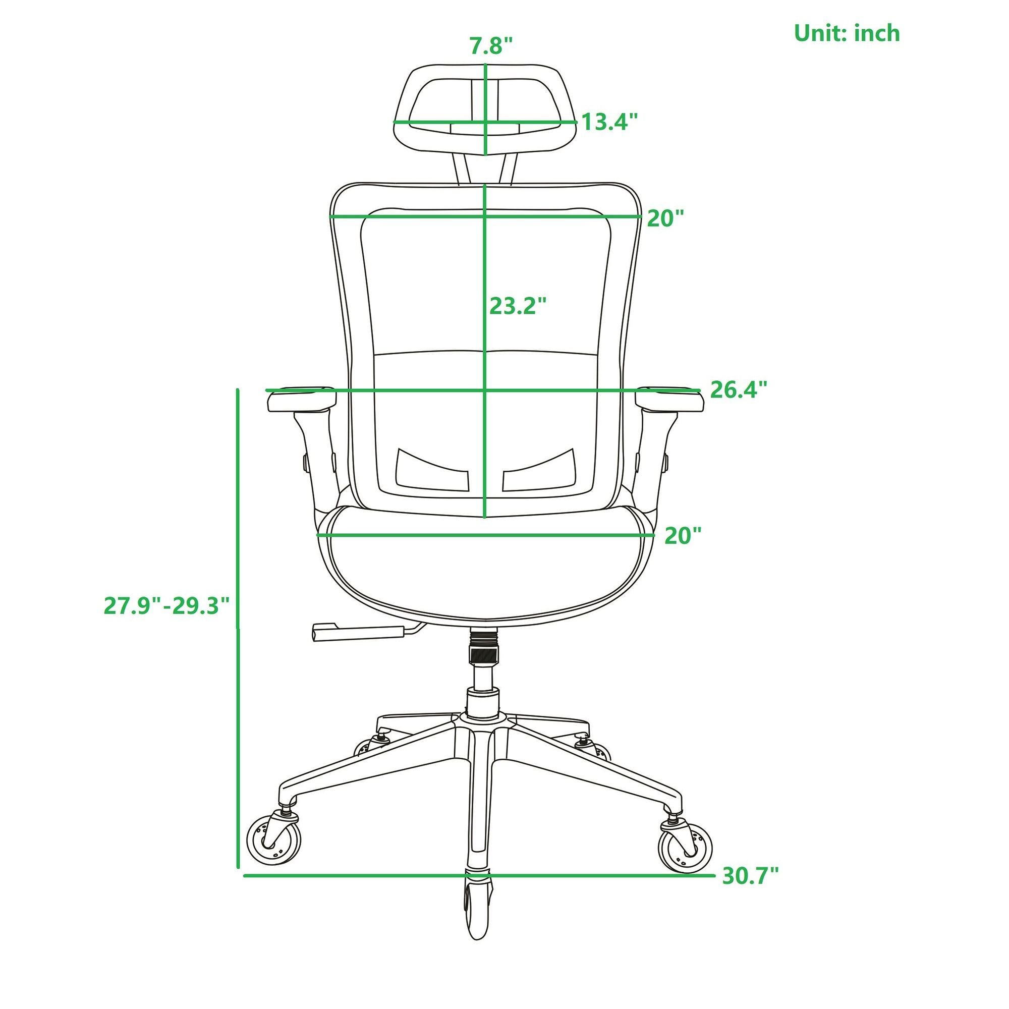 RED Ergonomic Mesh Office Chair, High Back - Adjustable Headrest with Flip-Up Arms, Tilt and lock Function, Lumbar Support and blade Wheels, KD chrome metal legs