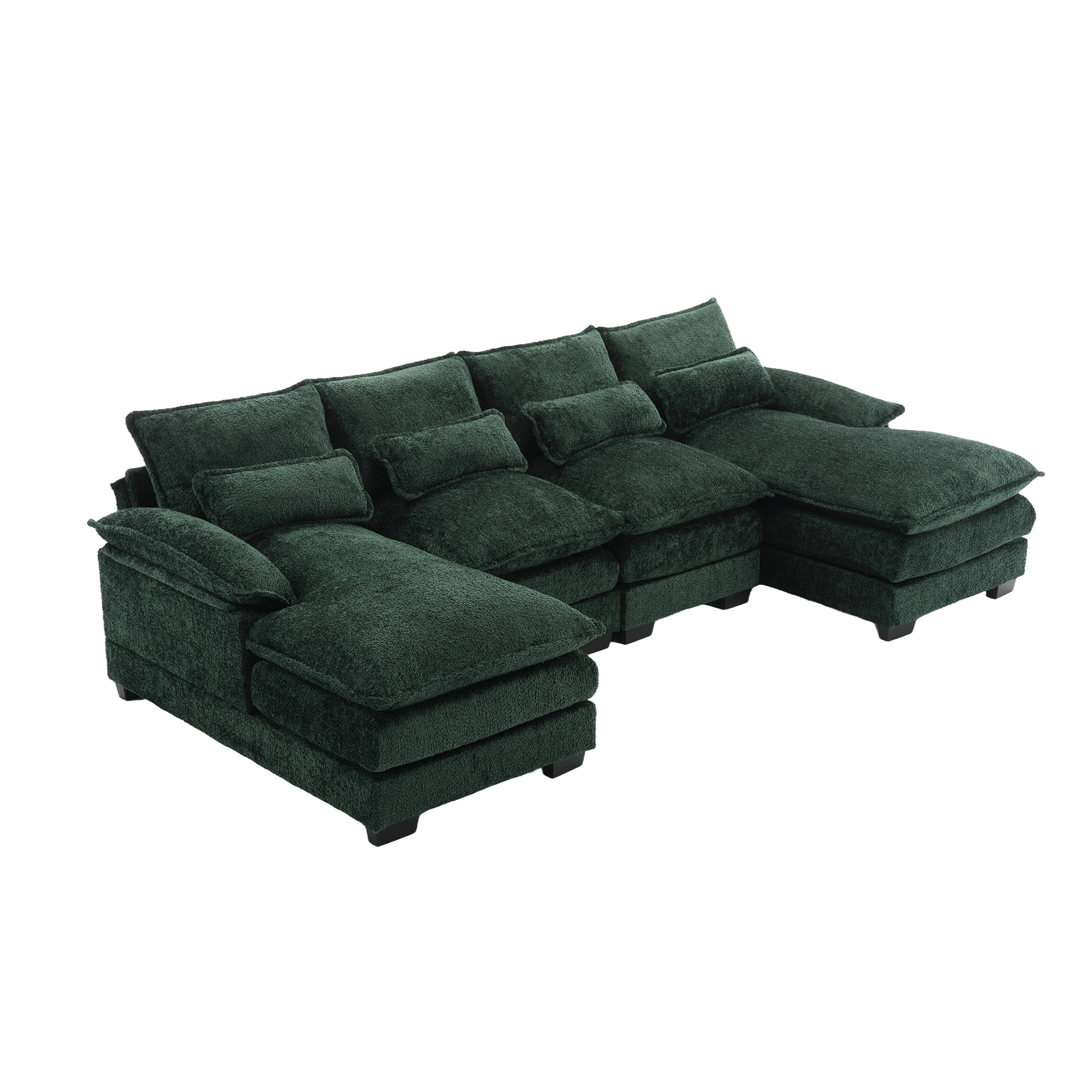 UNITED WE WIN Modern Large chenille Fabric U-Shape Sectional Sofa,strong support for up to 500 pounds, filled with high-quality high-density sponge and high-quality memory foam