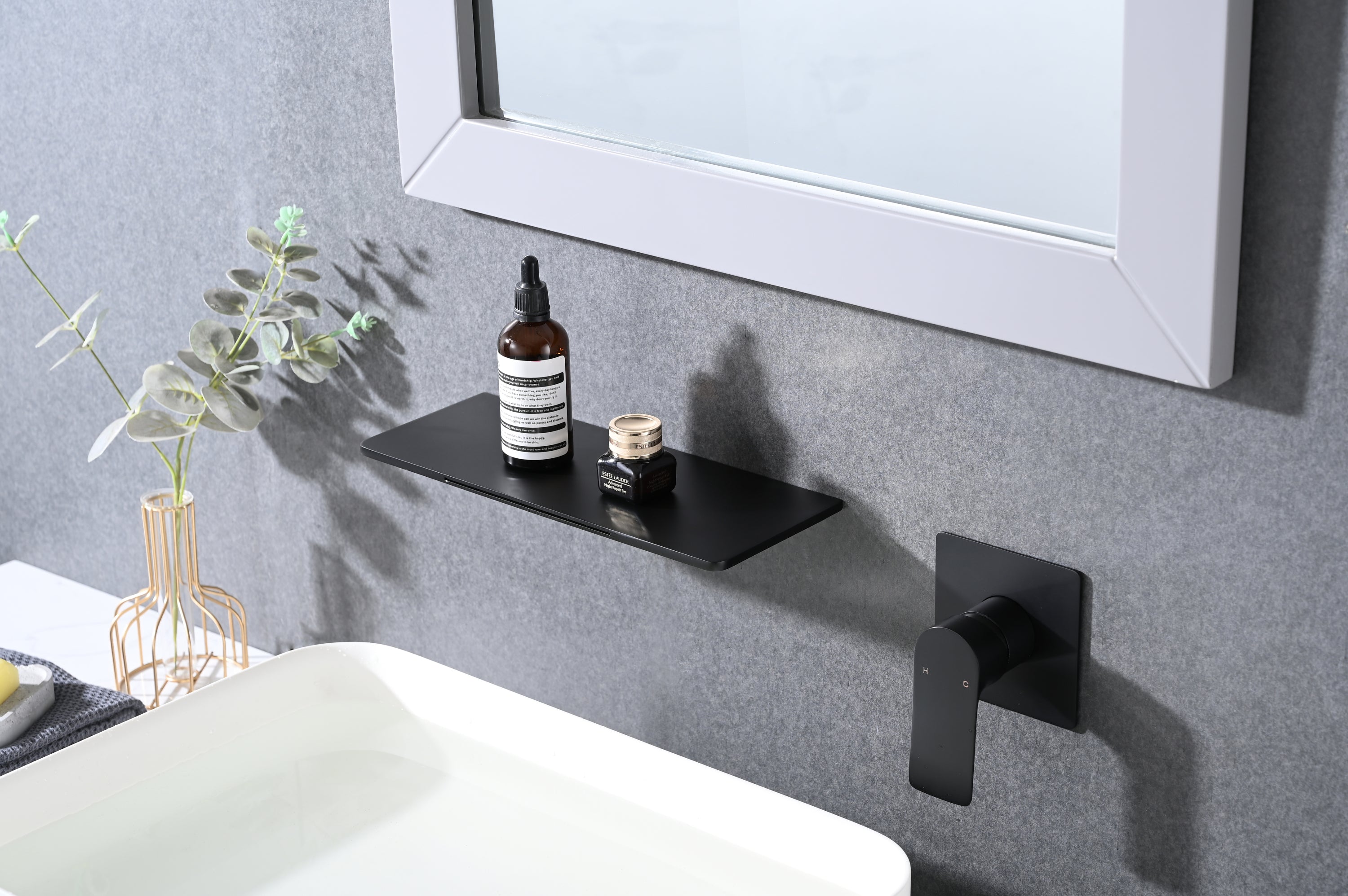 Single Handle Waterfall Wall Mounted Bathroom Sink Faucet