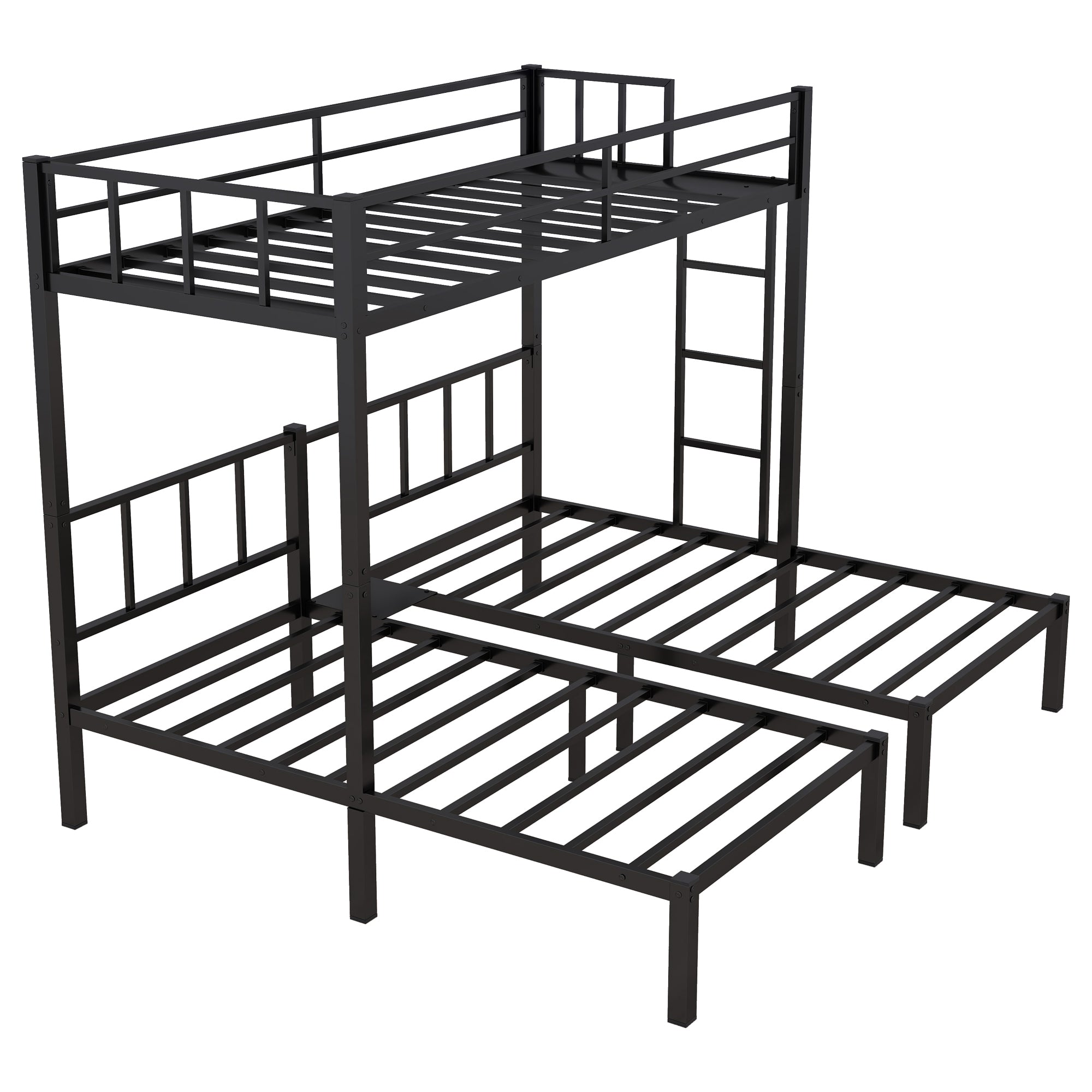 Twin over Twin & Twin Bunk Beds for 3, Twin XL over Twin & Twin Bunk Bed Metal Triple Bunk Bed, Black