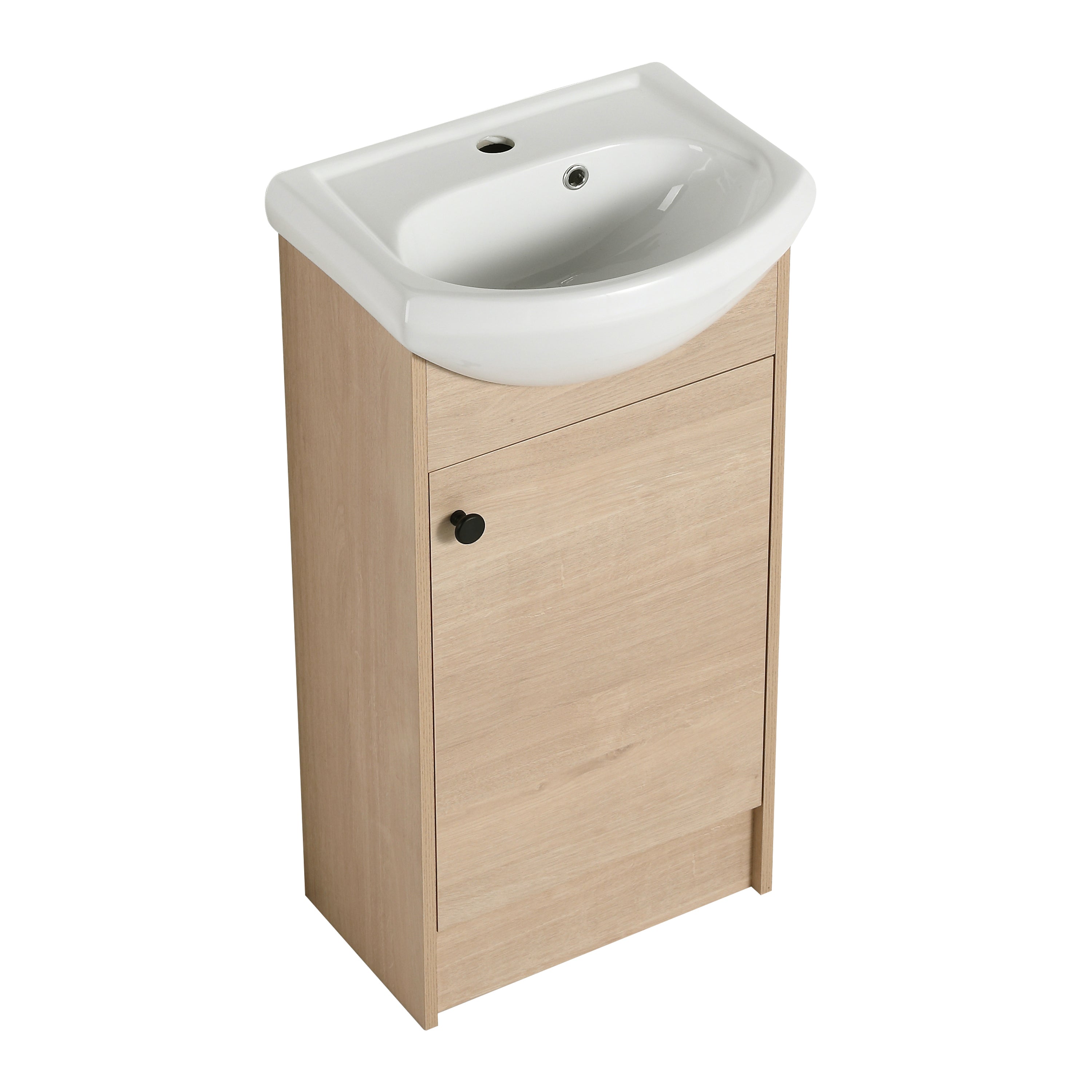 Freestanding 18 Inch Bathroom Vanity, Small Bathroom Vanity With Sink, Bathroom Vanity and Sink Combo (KD-PACKING)-G-BVB02218PLO