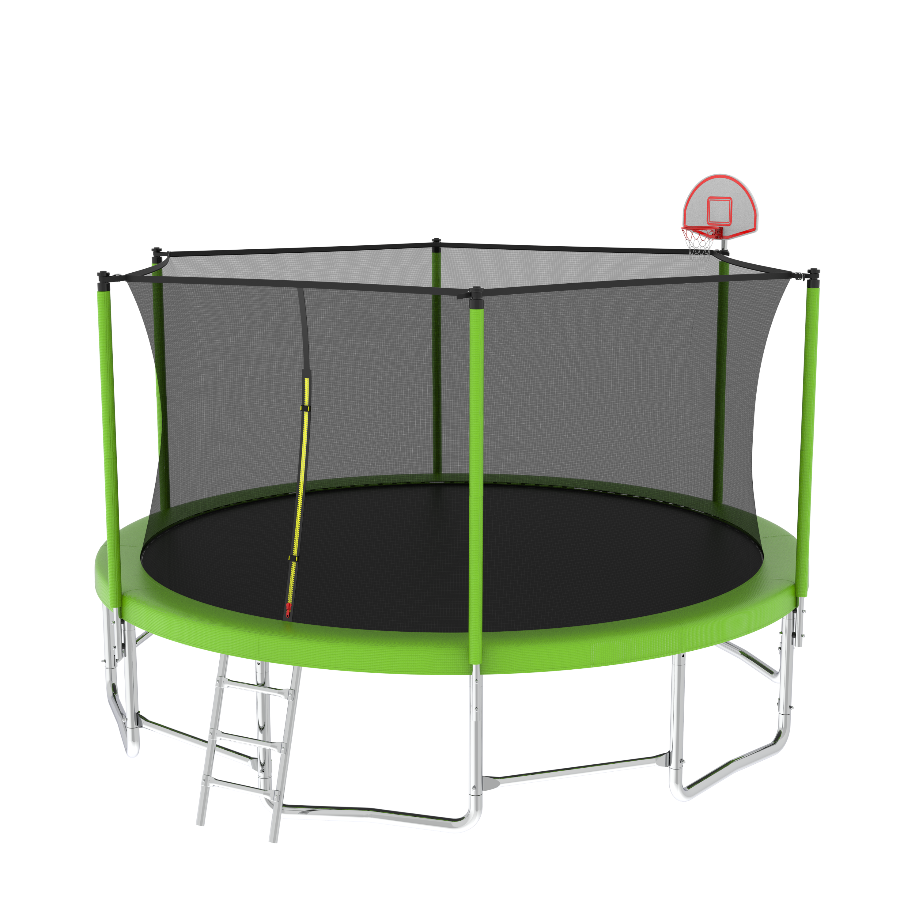 16FT Trampoline with Balance Bar & Basketball Hoop&Ball, ASTM Approved Reinforced Type Outdoor Trampoline with Enclosure Net