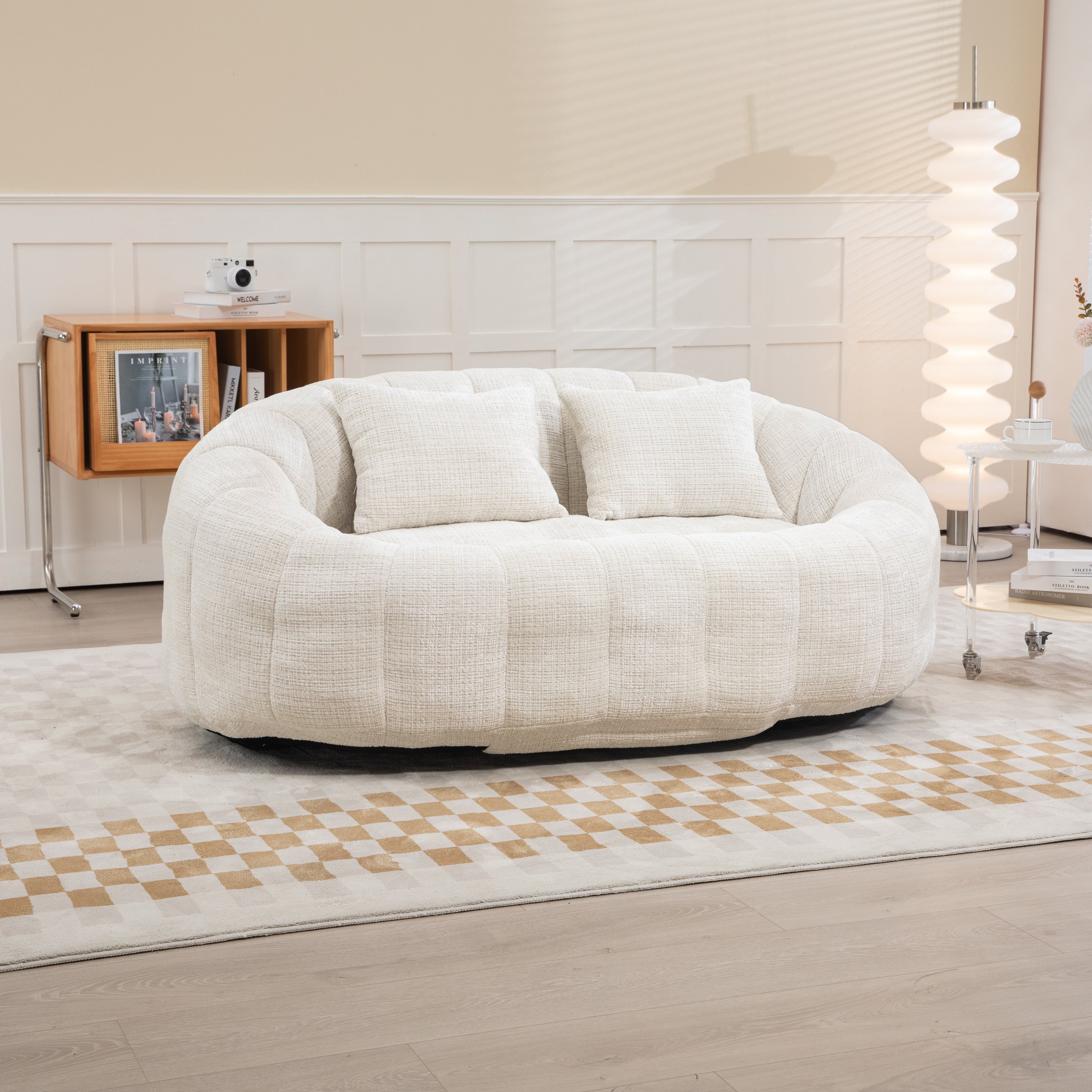 COOLMORE Bean Bag sofa Lazy Sofa Durable Comfort Lounger High Back Bean Bag Chair Couch for Adults and Kids, Indoor & Outdoor, Accent Floor Soft Lounge Chair  (Beige chenille)