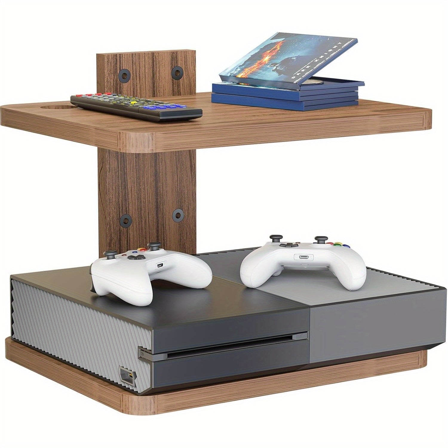 Floating TV Shelf – Wall-Mounted Wooden Stand for Devices & Decor, 2 Tiers, 22lbs!