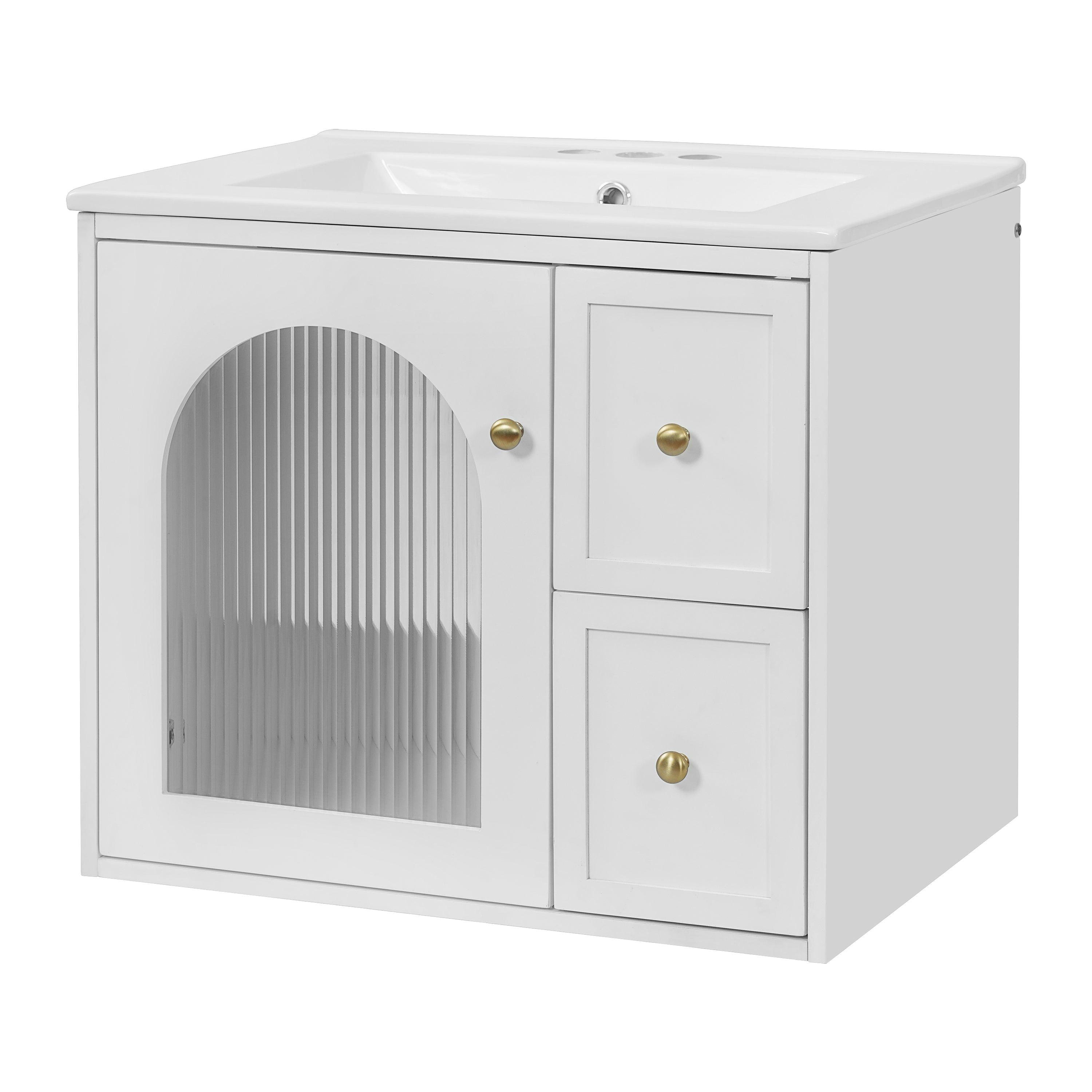 24 inch white wall mounted bathroom vanity detail view 10