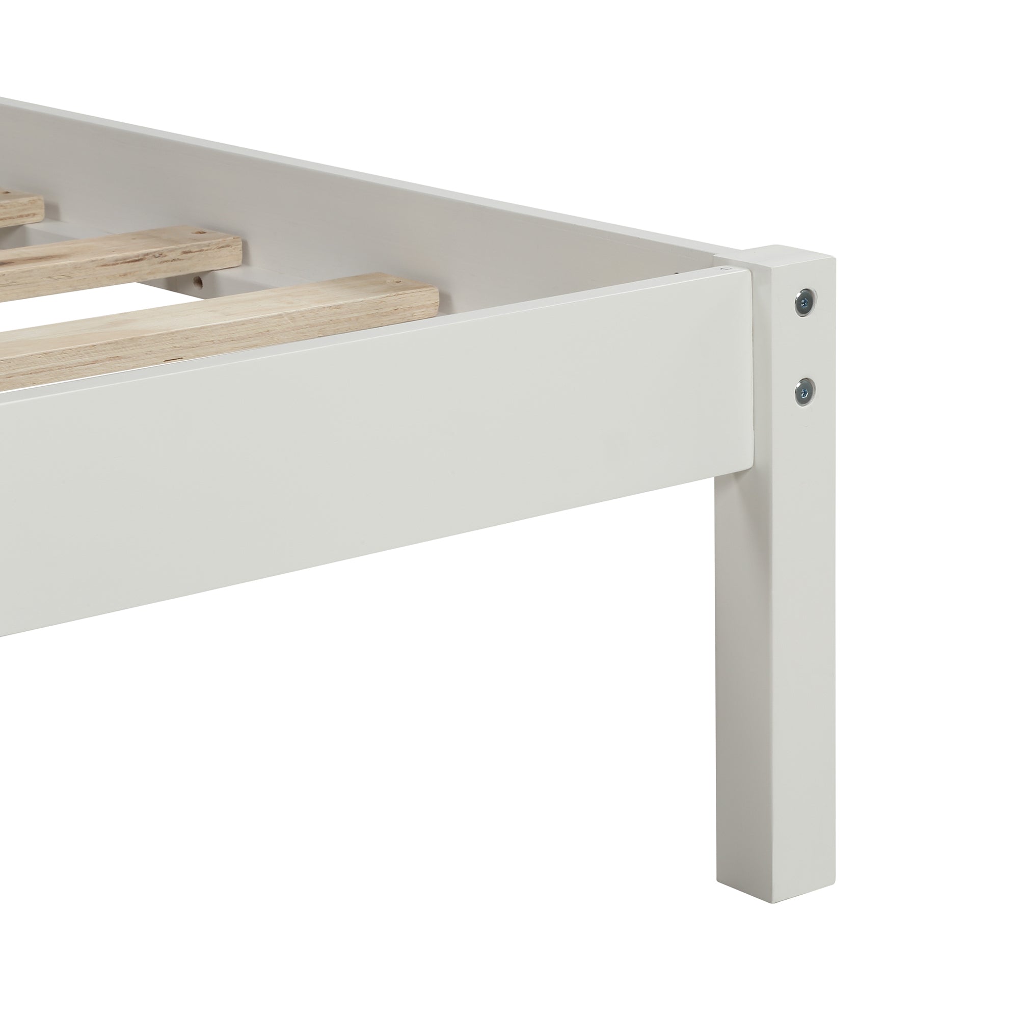 Platform Bed Frame with Headboard, Wood Slat Support, No Box Spring Needed, Queen, White(OLD SKU:WF191420AAK)