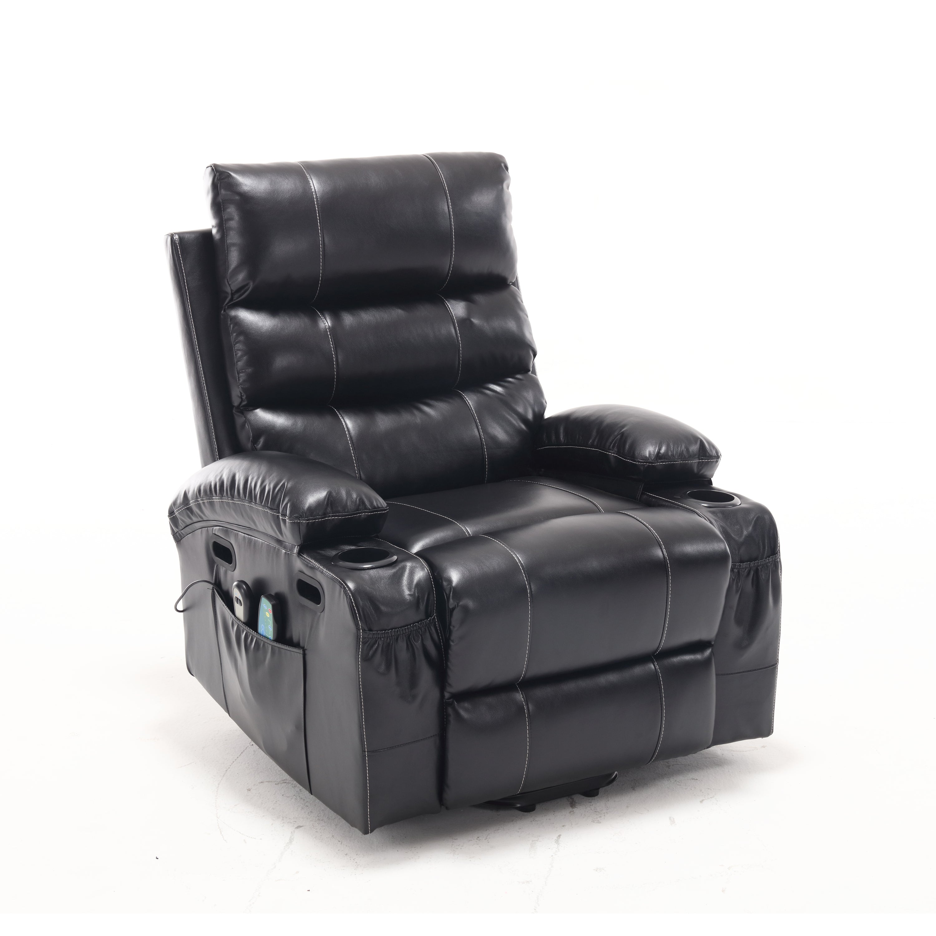 21"seat width,large size Electric Power Lift Recliner Chair Sofa for Elderly, 8 point vibration Massage and lumber heat, Remote Control, Side Pockets and Cup Holders, cozy fabric, overstuffed arm pu