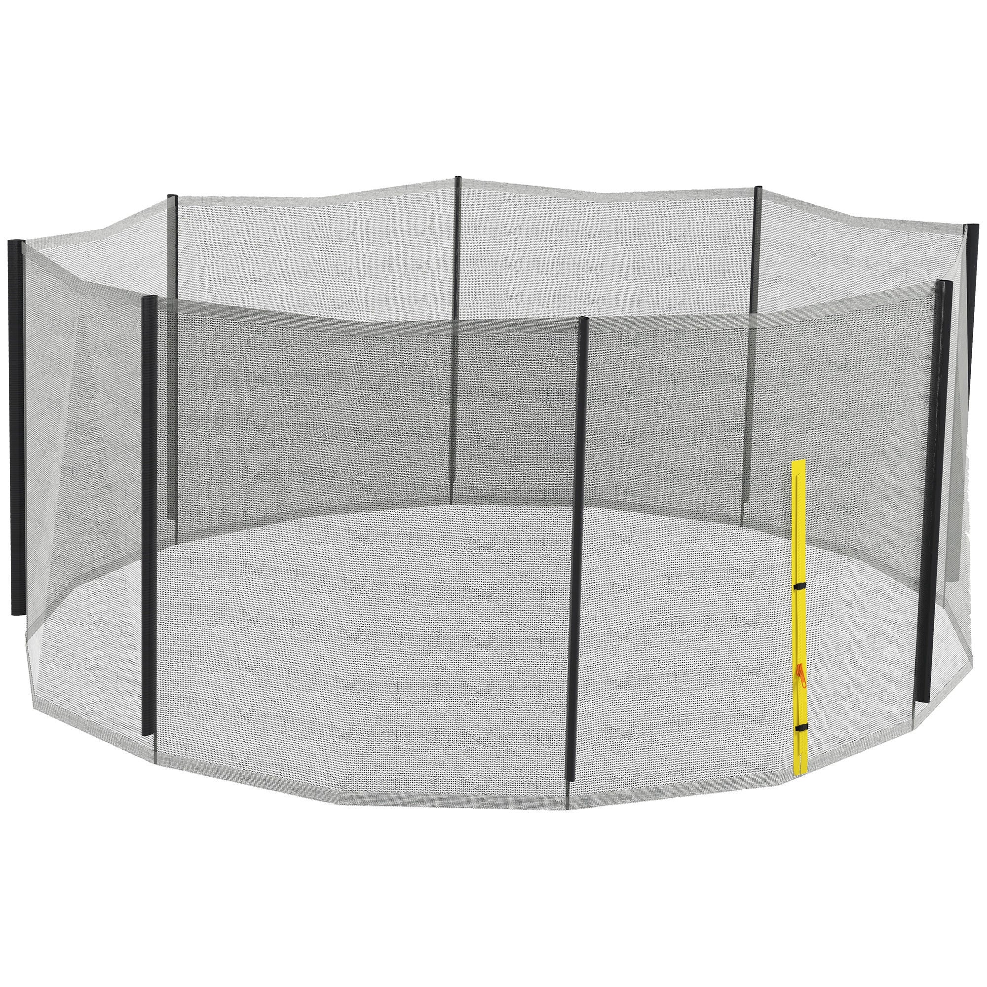 Soozier Trampoline Safety Net for 14ft Round Trampoline with 8 Straight Poles, Weather-Resistant Trampoline Net Replacement Enclosure with Yellow Zippered Entrance, Poles Not Included, Yellow