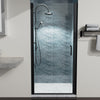 36-37"W x 72"H Semi-Frameless Pivot Shower Door in Matte Black With Clear Glass