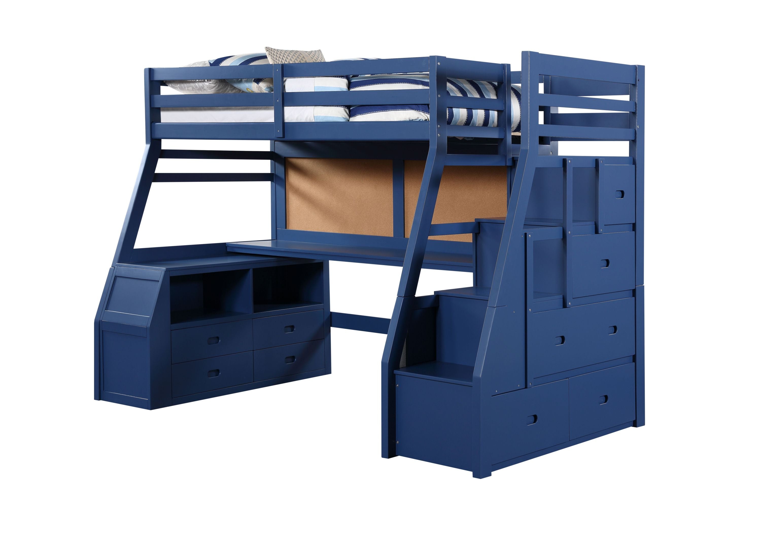 ACME Jason II Storage Twin Loft Bed (1Set/4Ctn), Navy Blue 37455