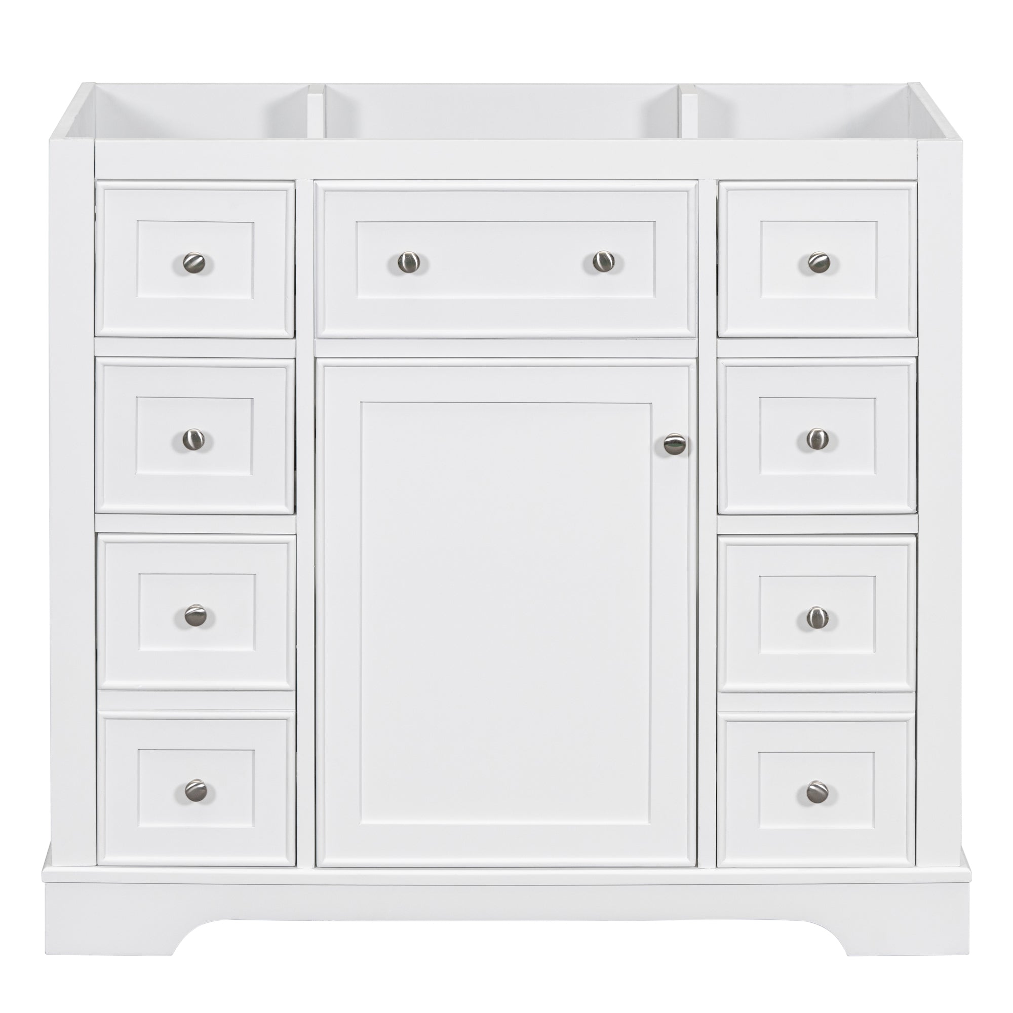 36" Bathroom Vanity without Sink, Cabinet Base Only, One Cabinet and Six Drawers, White