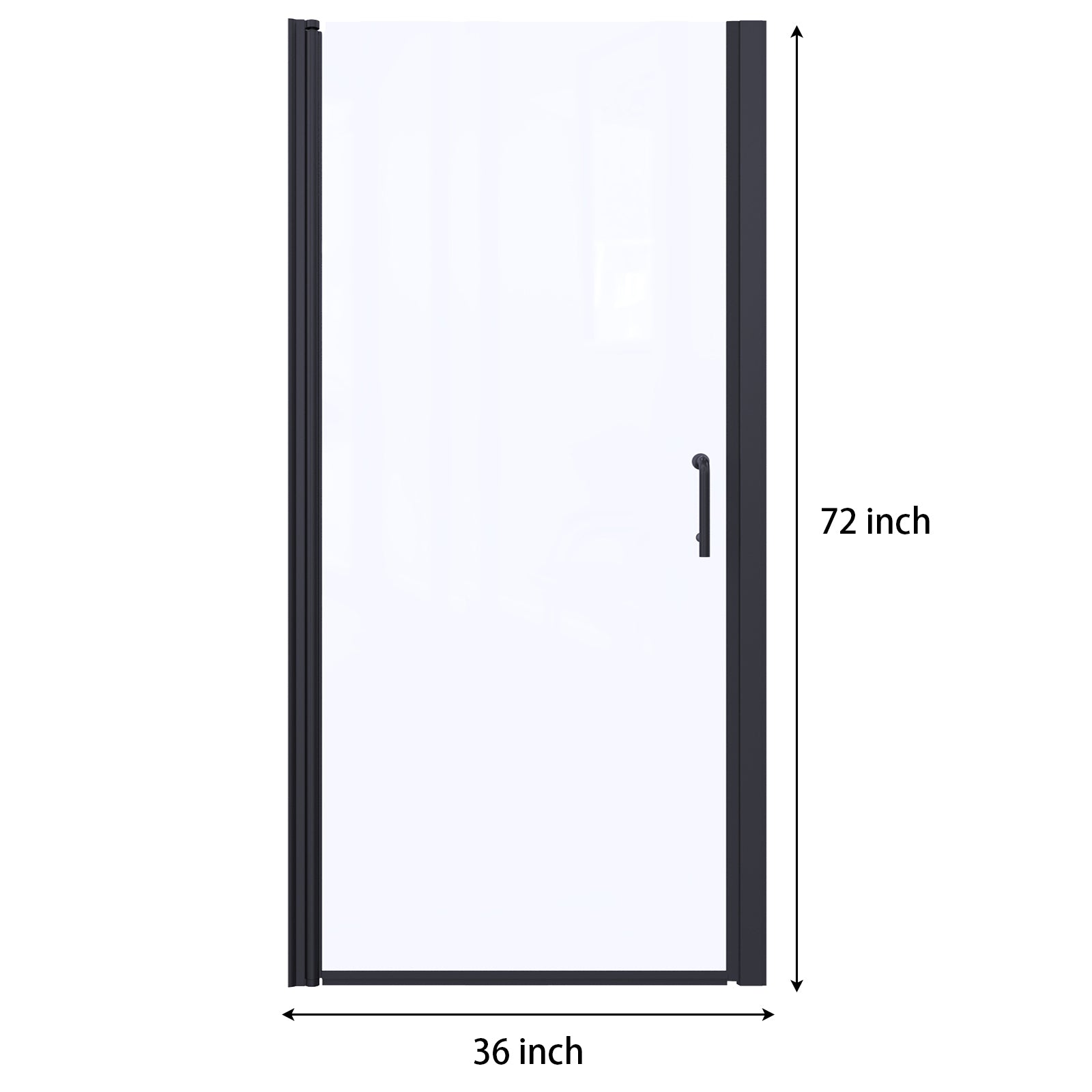 36-37"W x 72"H Semi-Frameless Pivot Shower Door in Matte Black With Clear Glass