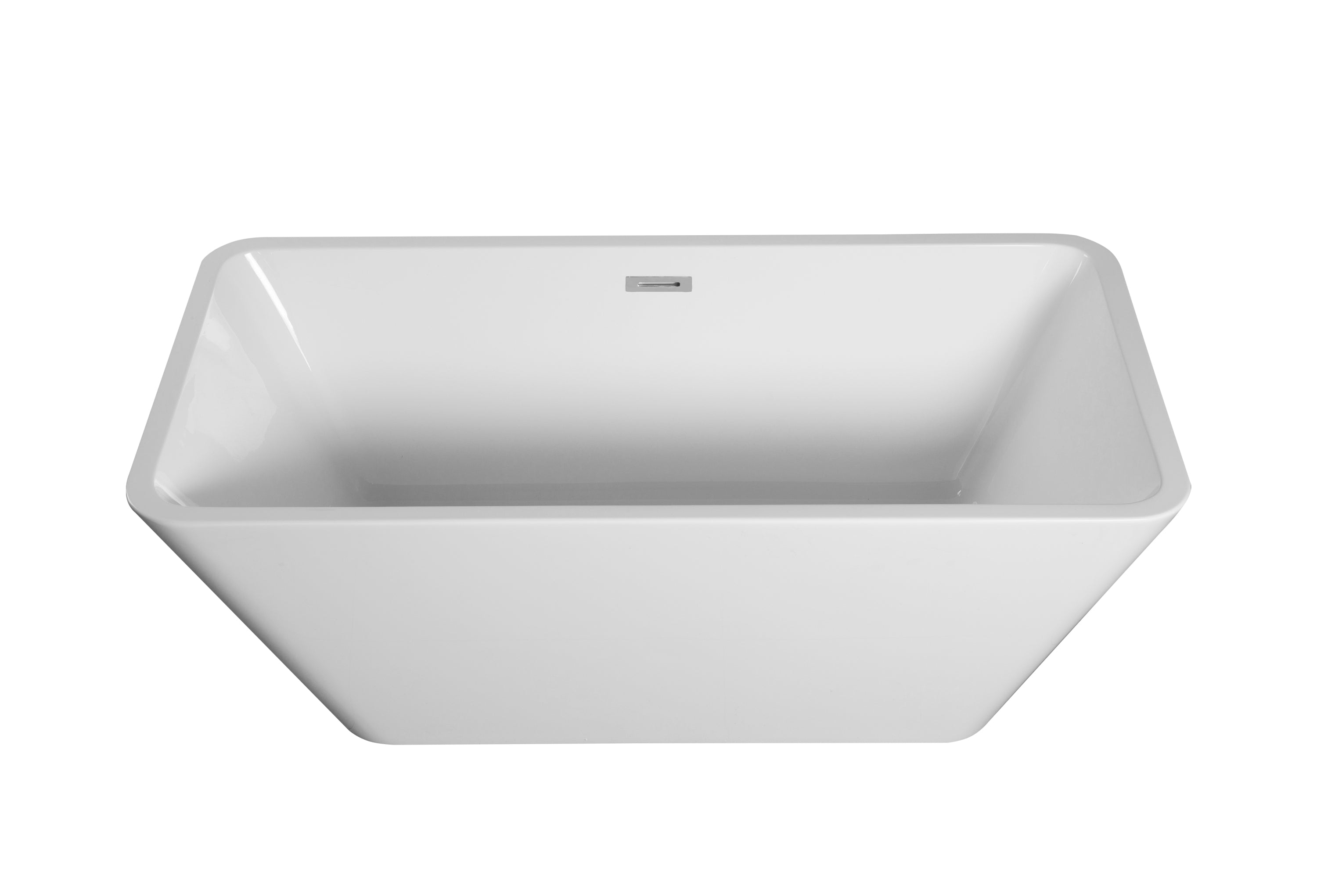 59"L x 30"W x 23"H Acrylic Rectangular Freestanding Bathtub, Contemporary Soaking White Tub with Brushed Nickel Overflow and Pop-up Drain, cUPC Certified, Glossy White 23A01-60