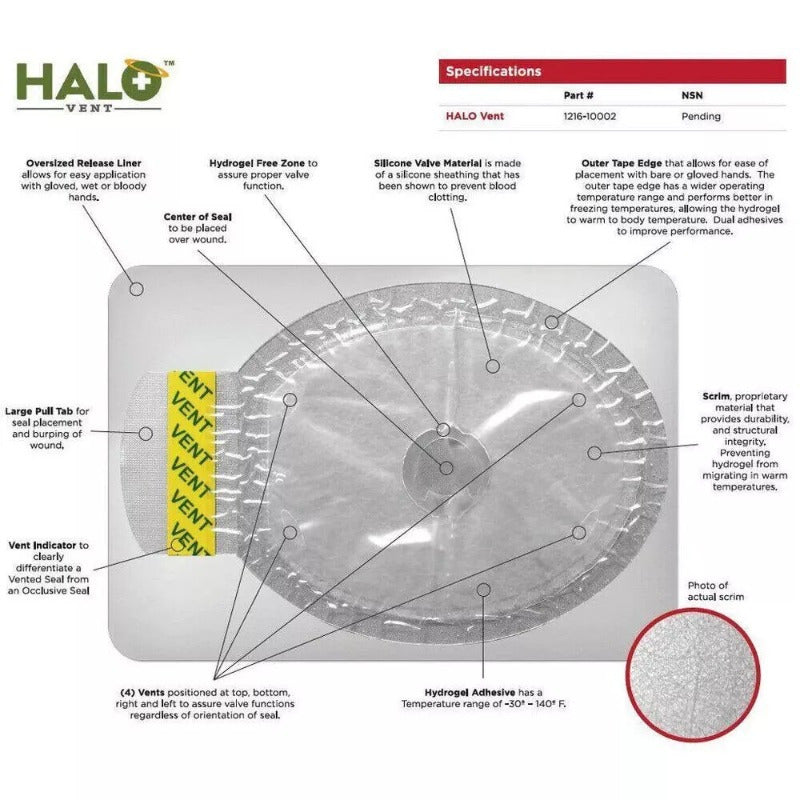 Efforest Vent Occlusive Halo Chest Seal Combo Pack