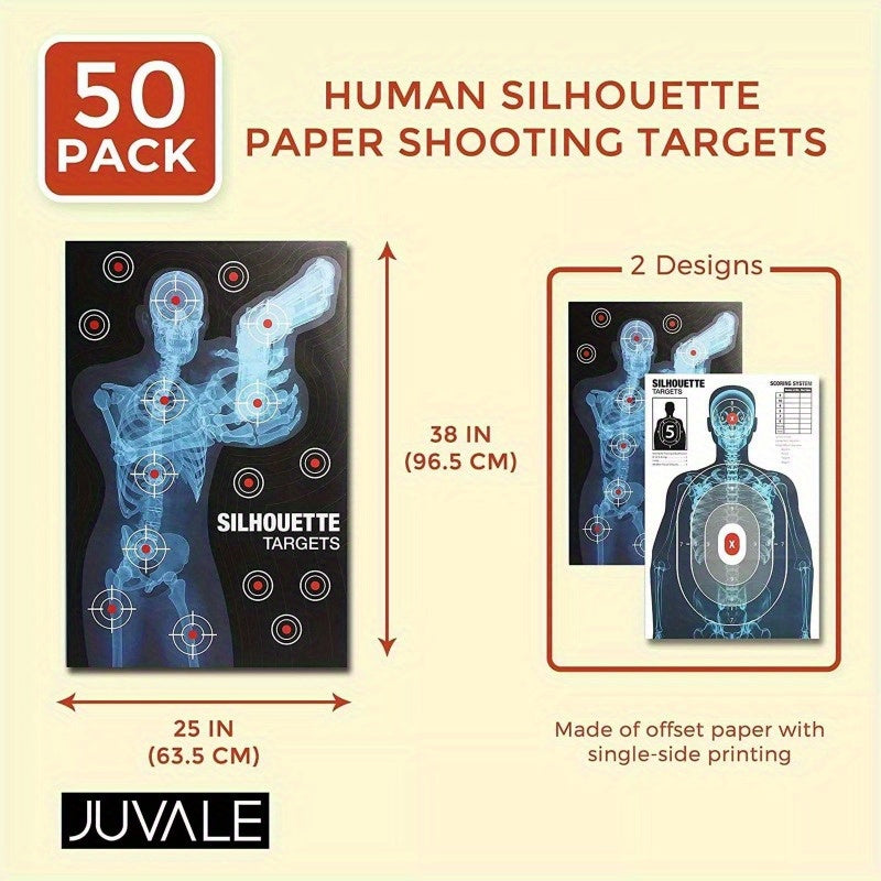 50-Pack Human Silhouette Large Paper Shooting Range Targets, 25x38 in