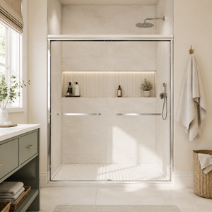 50-60 x 72 in Framed Sliding Shower Door showing glass door detail