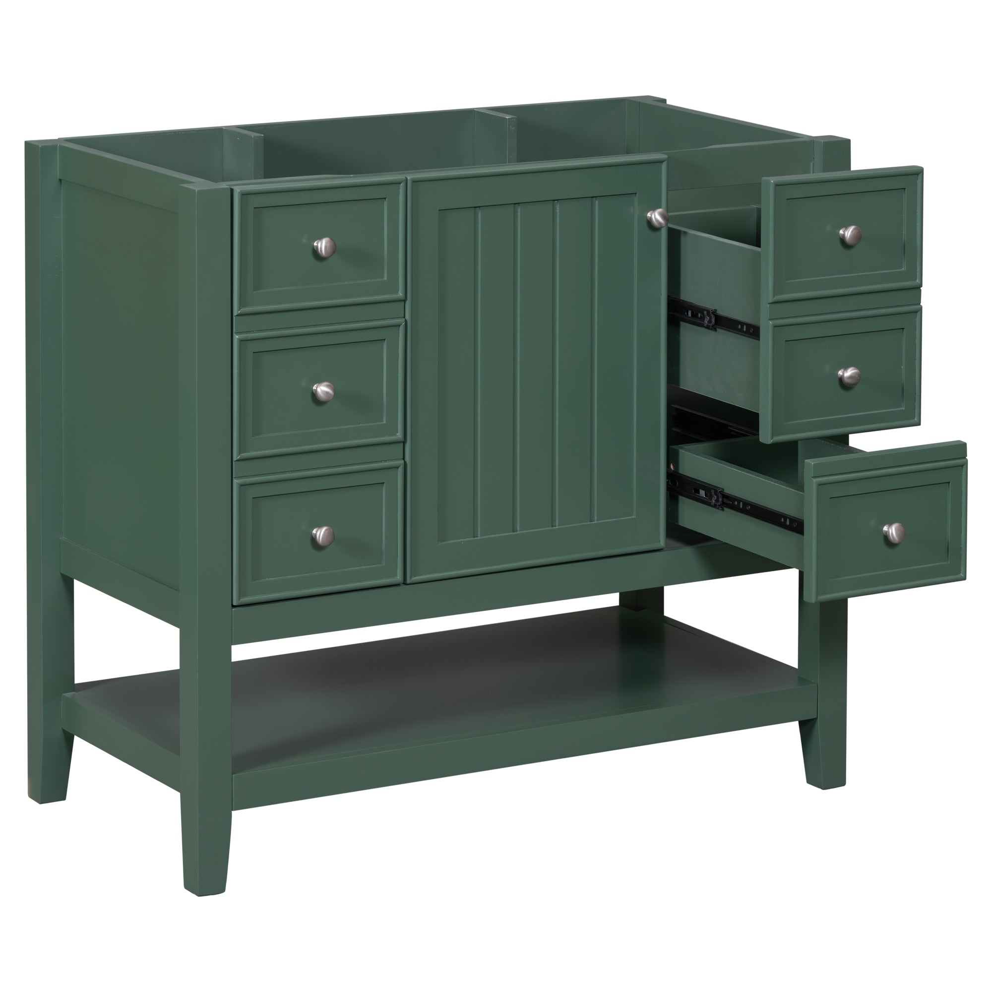 36" Bathroom Vanity without Sink, Cabinet Base Only, One Cabinet and three Drawers, Green