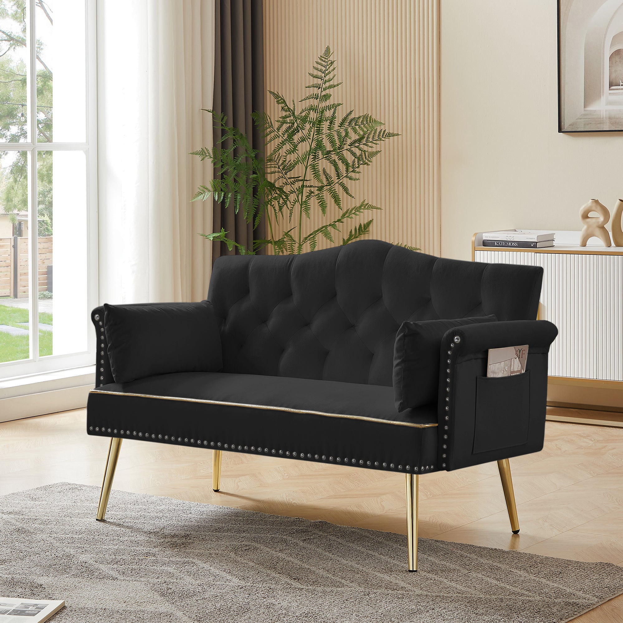 BLACK  2 SEATER SOFA