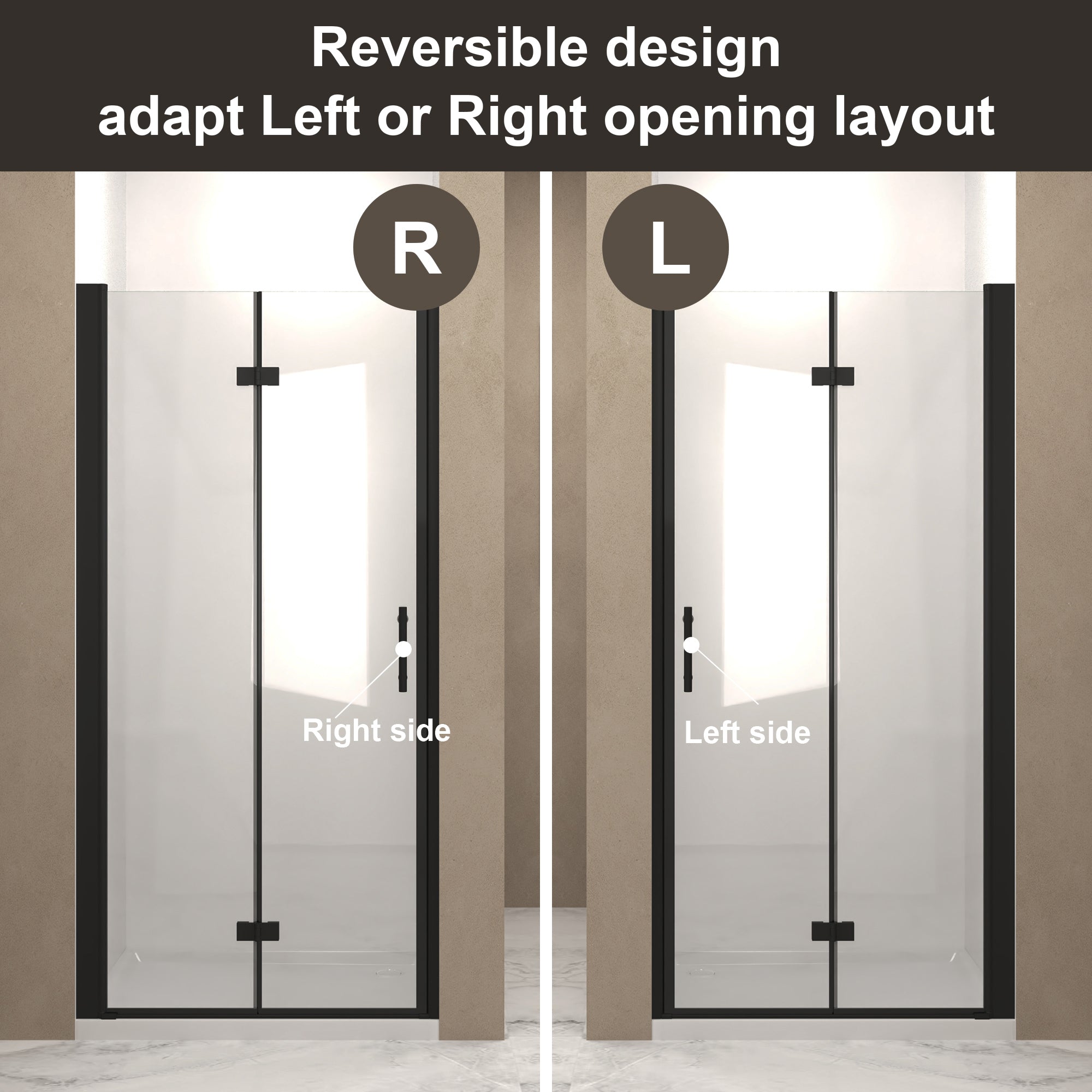 28-37 x 72 in bifold shower door bathroom view
