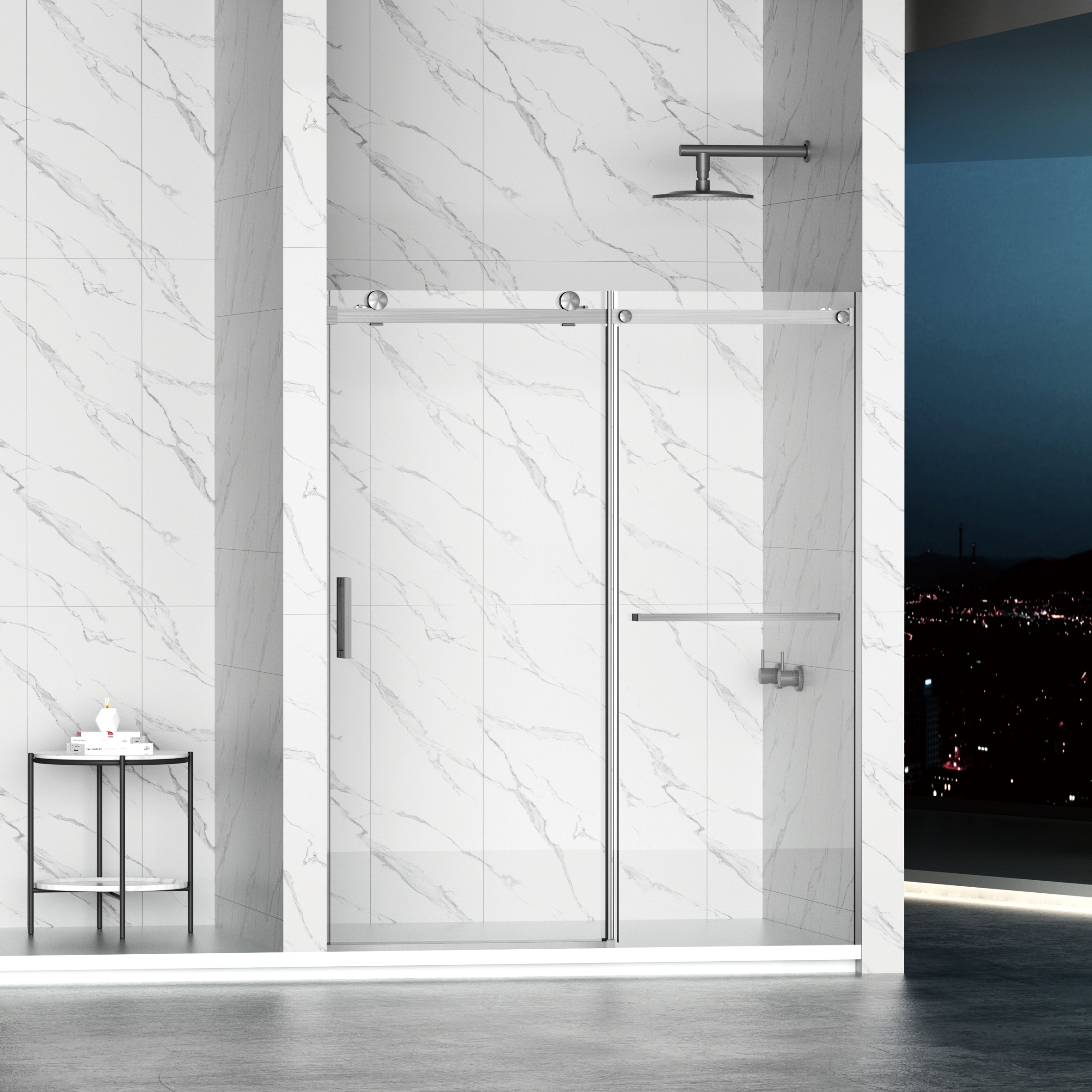 56-60 x 72 in Soft-Close Frameless Sliding Shower Door - 56-60 x 72 in / Brushed Nickel / Soft Close view 2