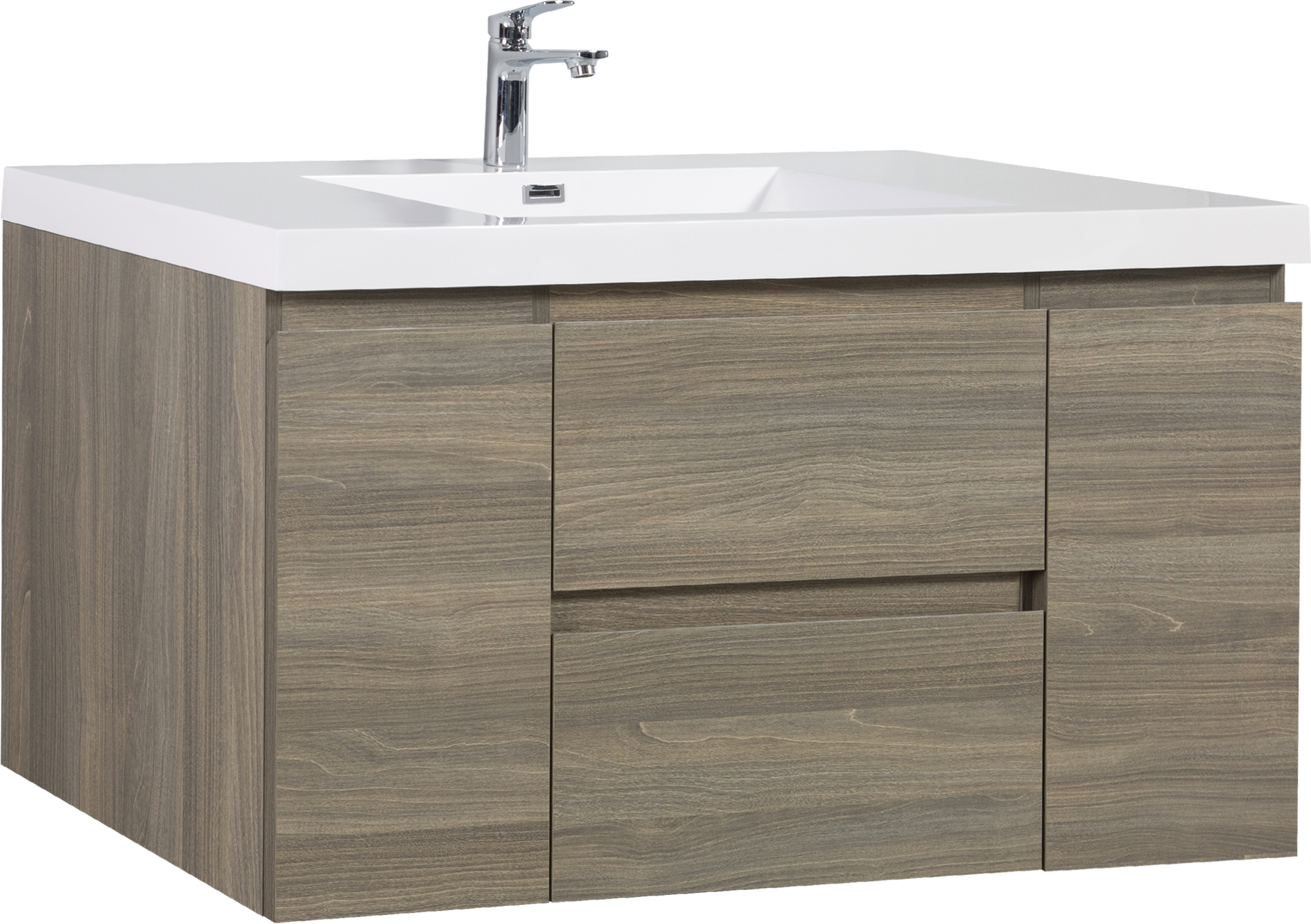 48" Floating Bathroom Vanity with Sink, Modern Wall-Mounted Bathroom Storage Vanity Cabinet with Resin Top Basin and Soft Close Drawers, Ash Grey 24V11-48AG