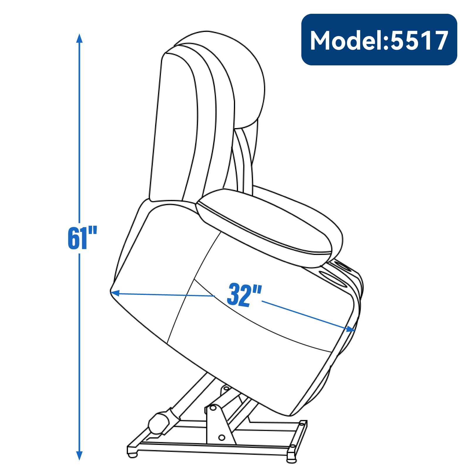 Up to 350 LBS Chenille Power Lift Recliner Chair, Heavy Duty Motion Mechanism with 8-Point Vibration Massage and Lumbar Heating, USB and Type-C Ports, Stainless Steel Cup Holders, Blue