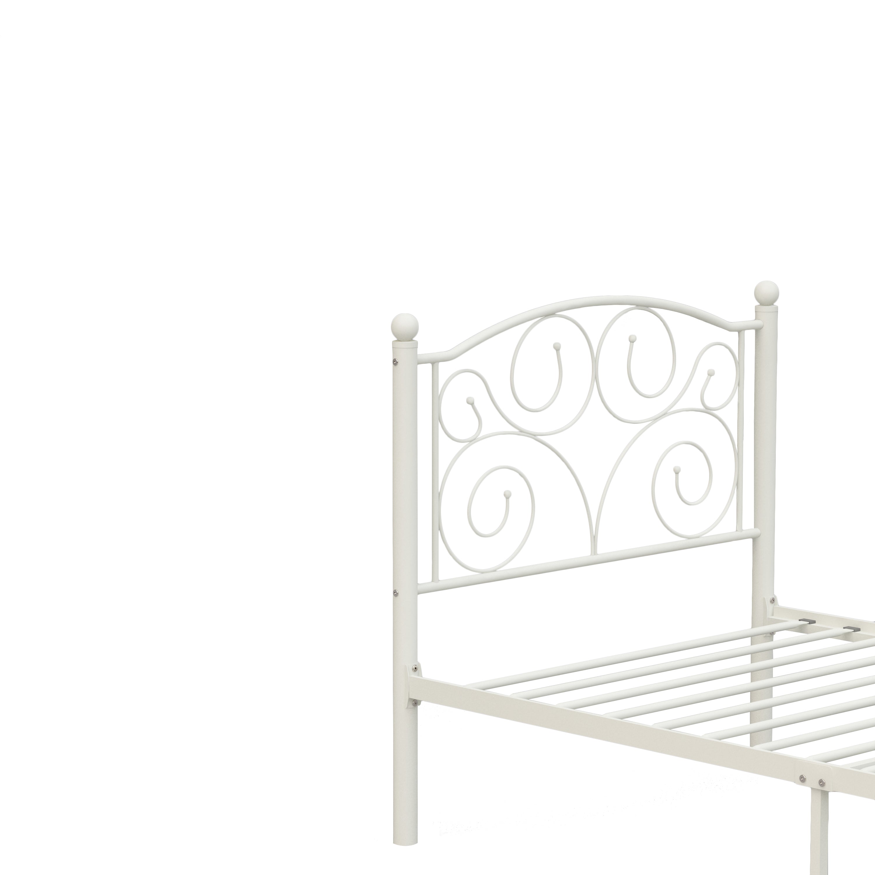 Twin Size Unique Flower Sturdy System Metal Bed Frame with Headboard and Footboard