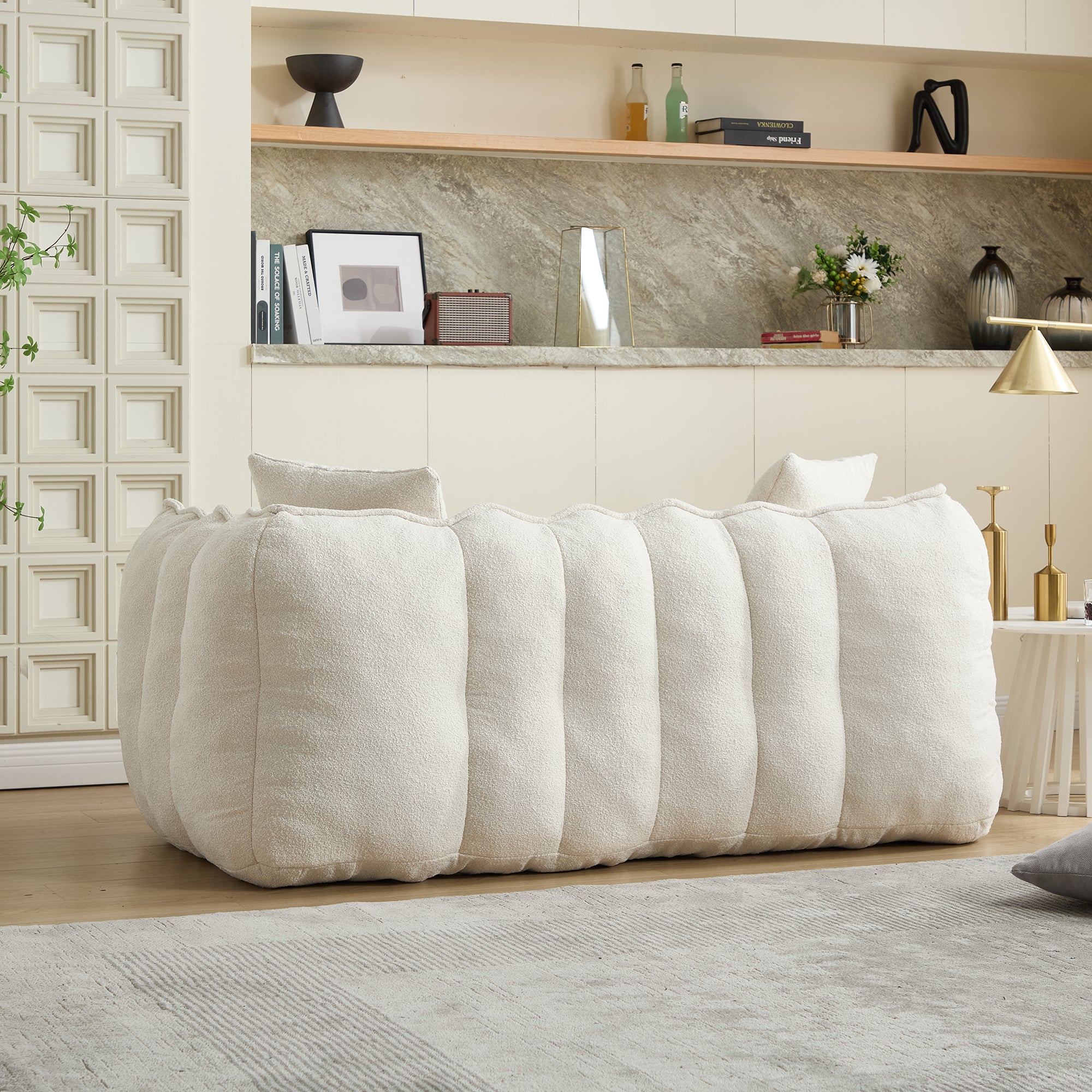 Soft foam-core beanbag recliner sofa, seat detail