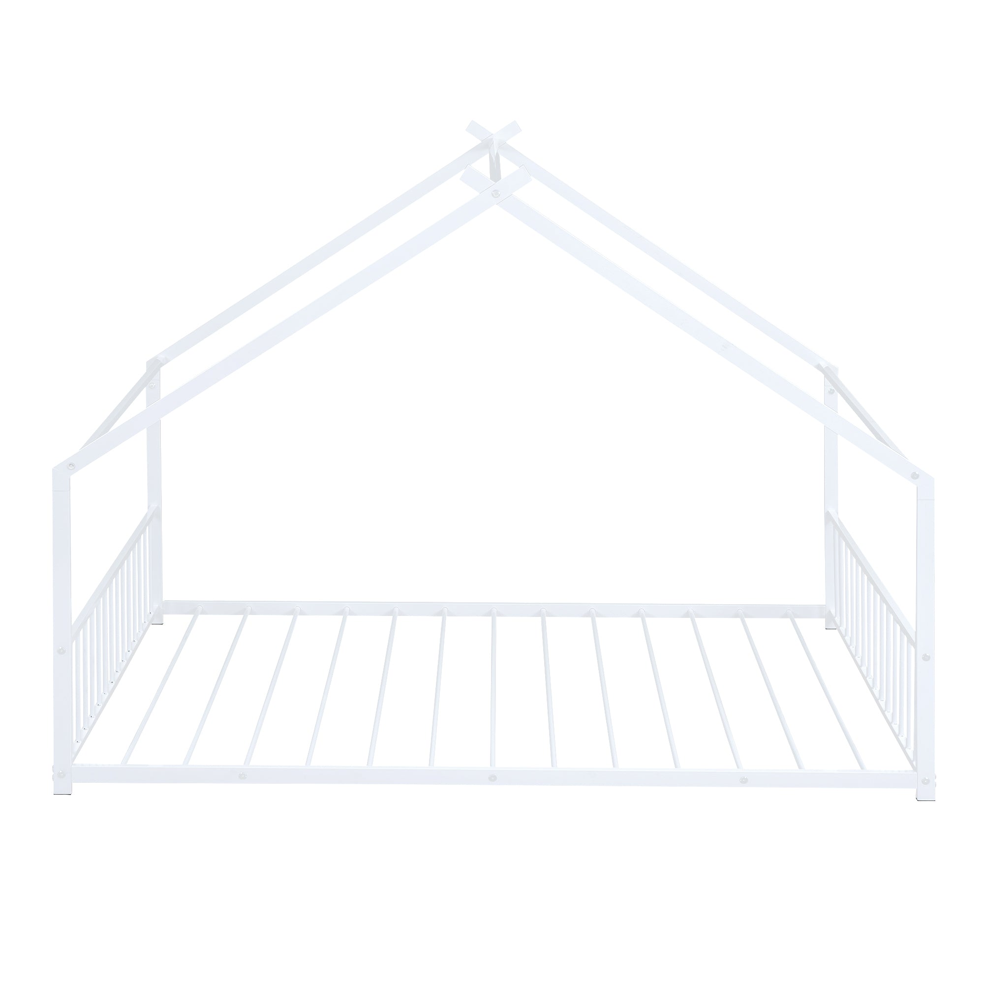 Full Size Metal House Bed, White